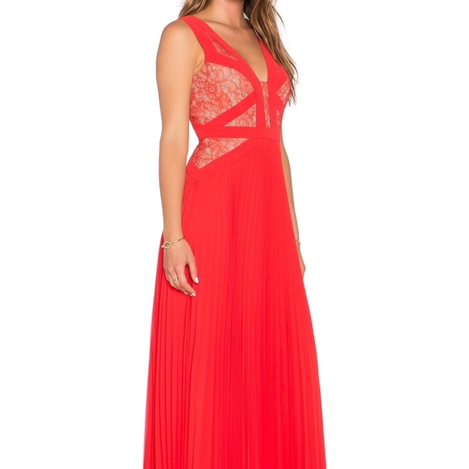 BCBG MAXAZRIA x REVOLVE Bright Poppy Pleated Maxi Dress - size 10