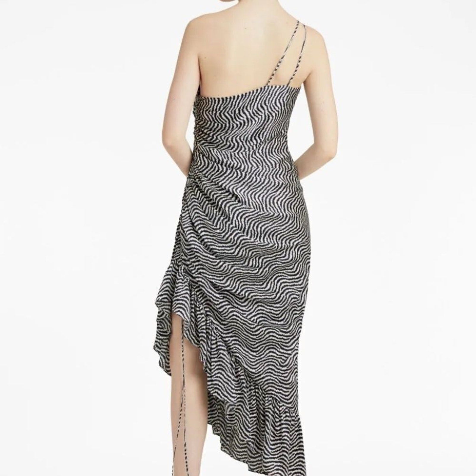NEW Cinq A Sept Soliel one-shoulder ruffled dress