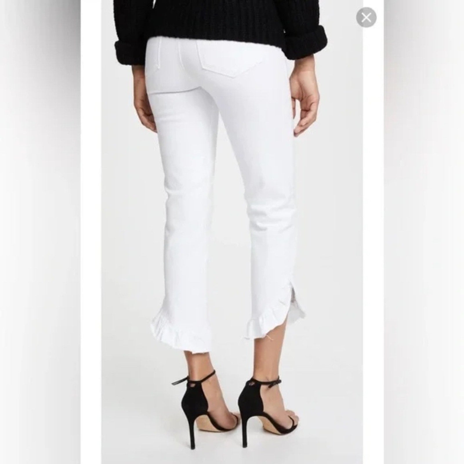 PAIGE Hoxton Straight Ruffle-Detail Ankle Jeans - size 29