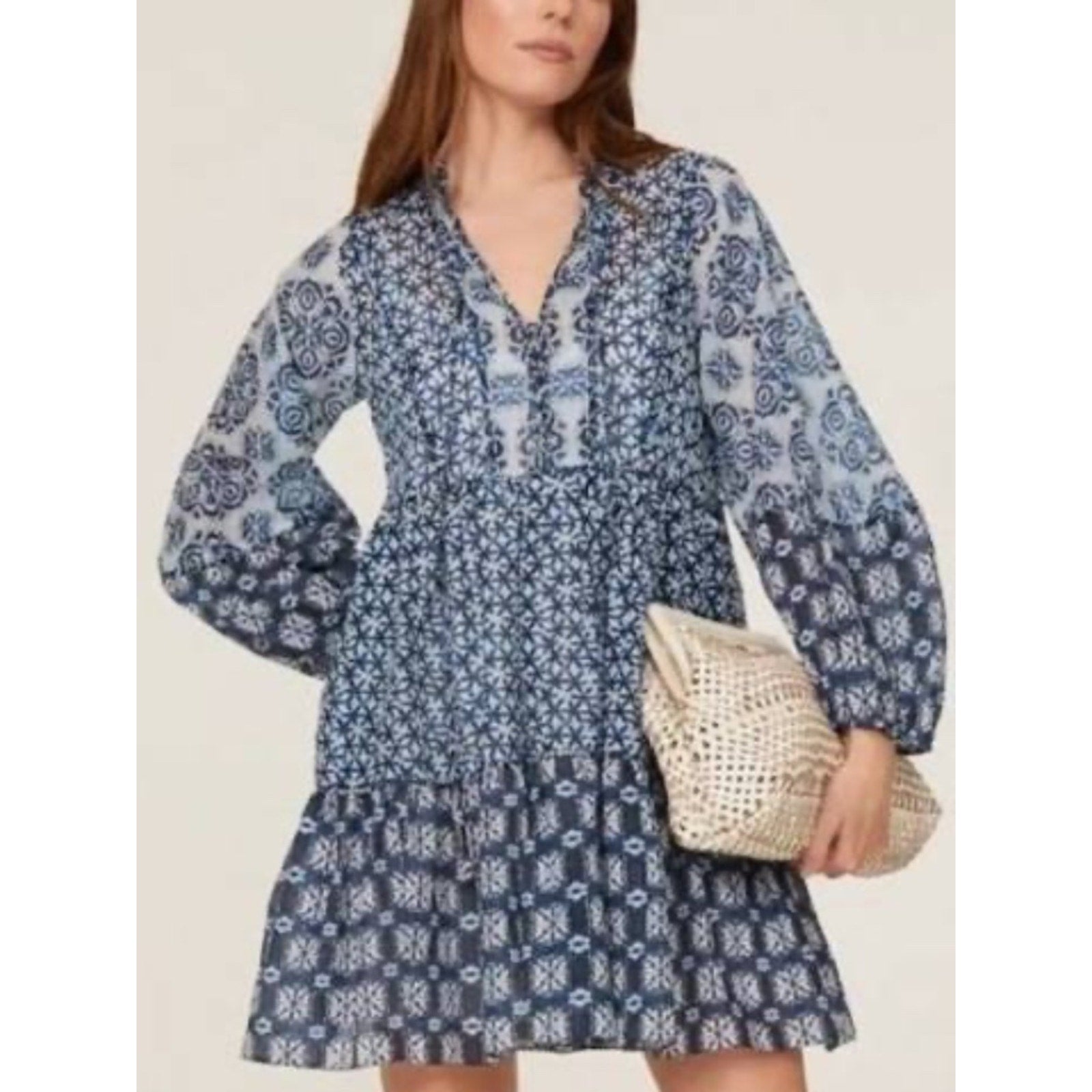 Maje Blue Patchwork Dress - size 38 (US 6)
