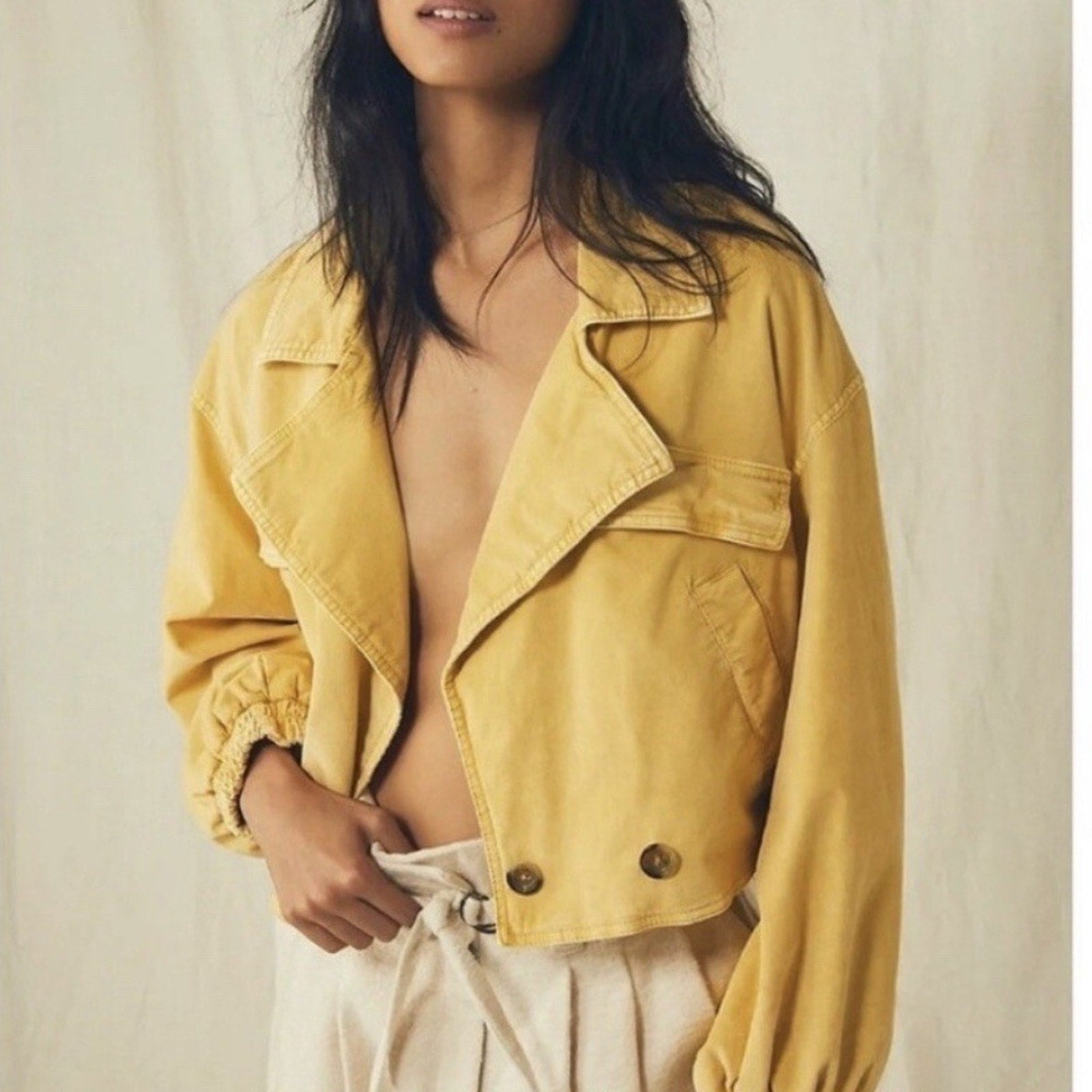 Free People Sure Thing Bomber Jacket Golden Finch - size small
