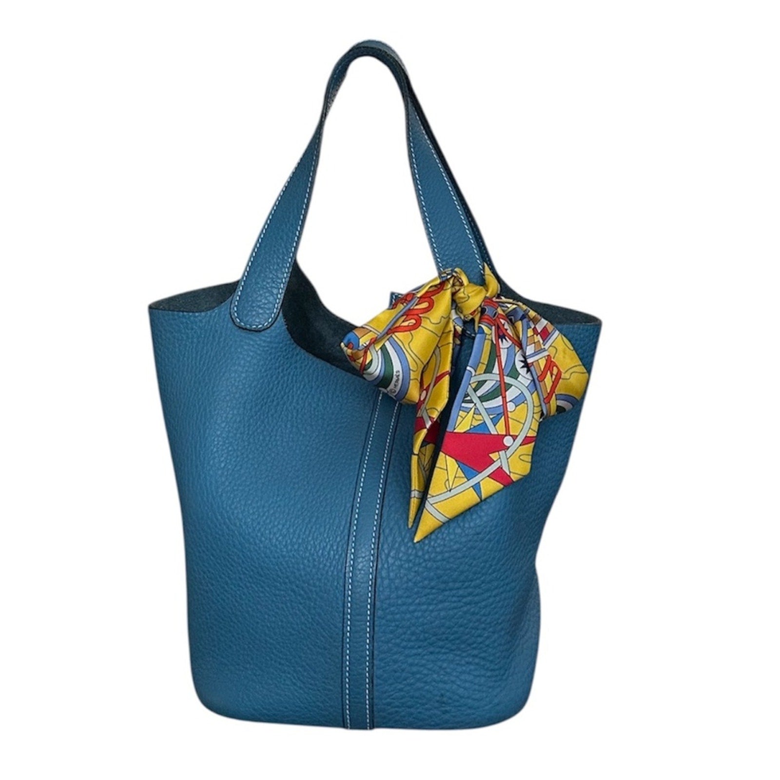 Hermes Taurillon Clemence Picotin 22 Blue Leather Bag + Hermès Odyssey Twilly