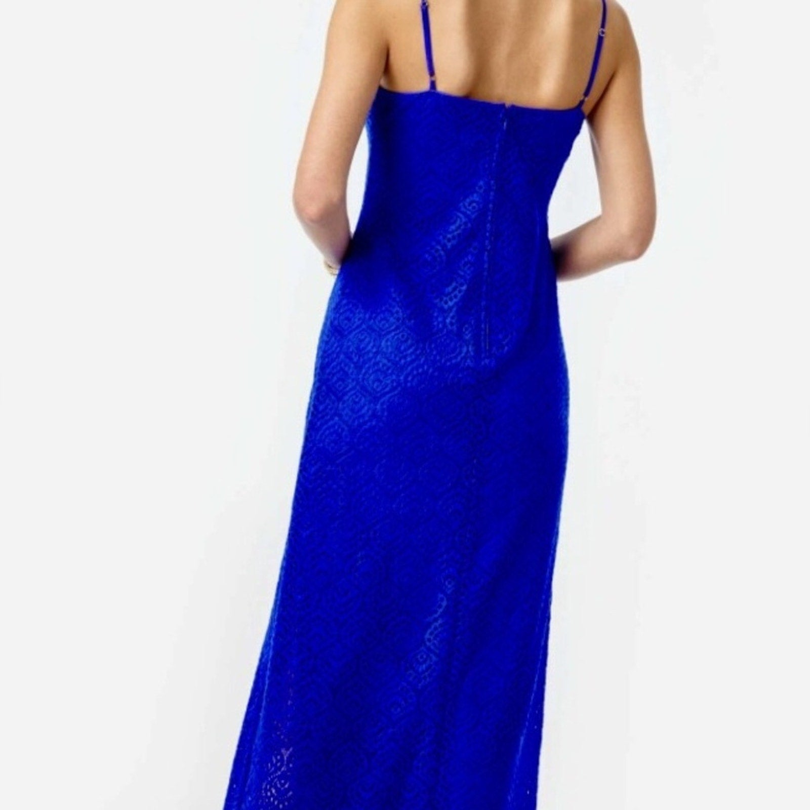Lilly Pulitzer Avalon Maxi Dress in Beach Bungalow Lace Baha Blue - size Large