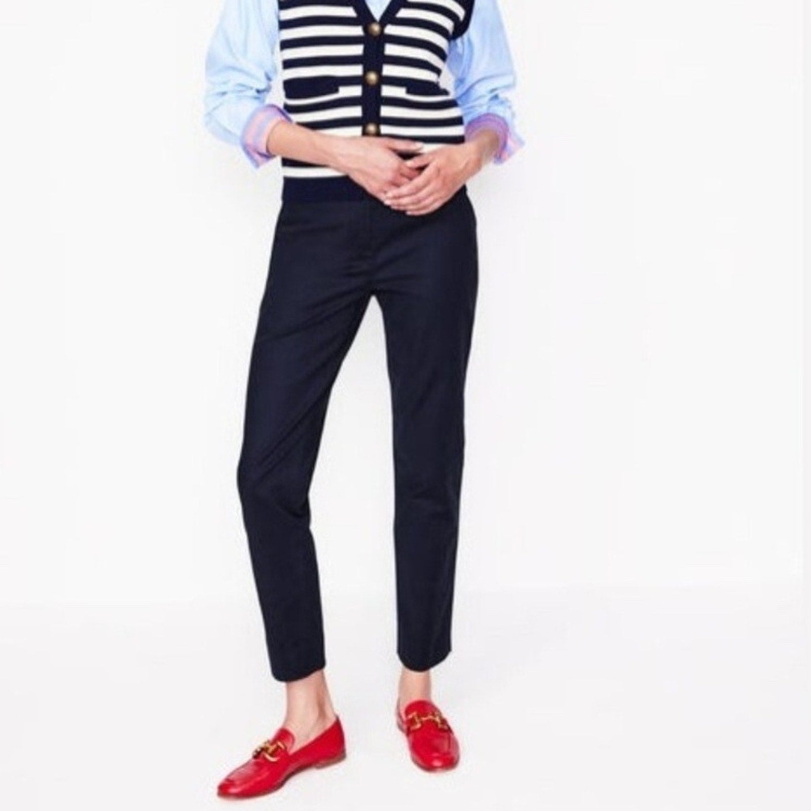 Boden Women’s Bistro Cropped Trousers in Navy Size 8R