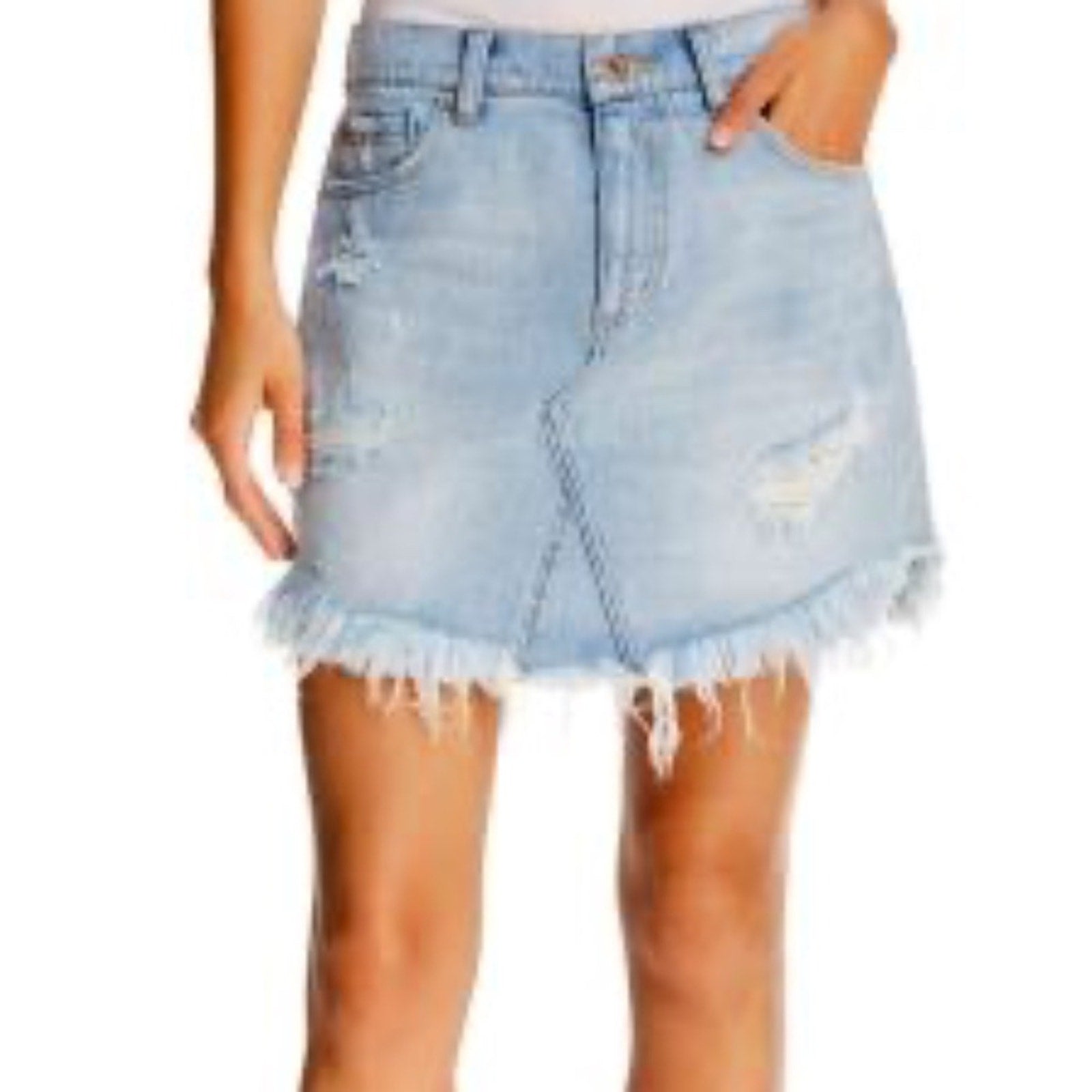 Pistola Distressed Denim Skirt - size 26