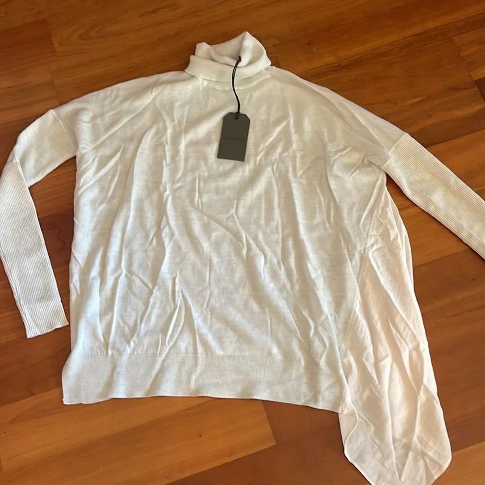 NWT Allsaints Merino Wool Sweater Alda Roll Neck Turtleneck Long Sleeve - size S