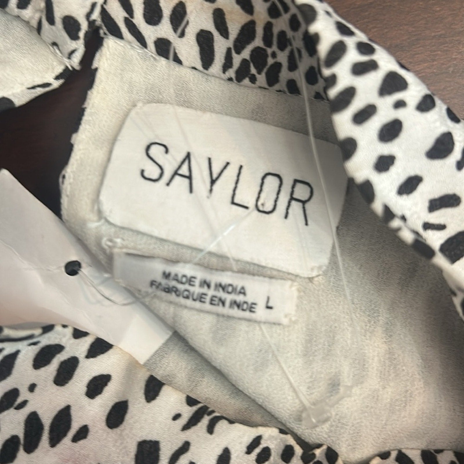 NWT SAYLOR Black and White Midi Animal Cocktail Dress - S