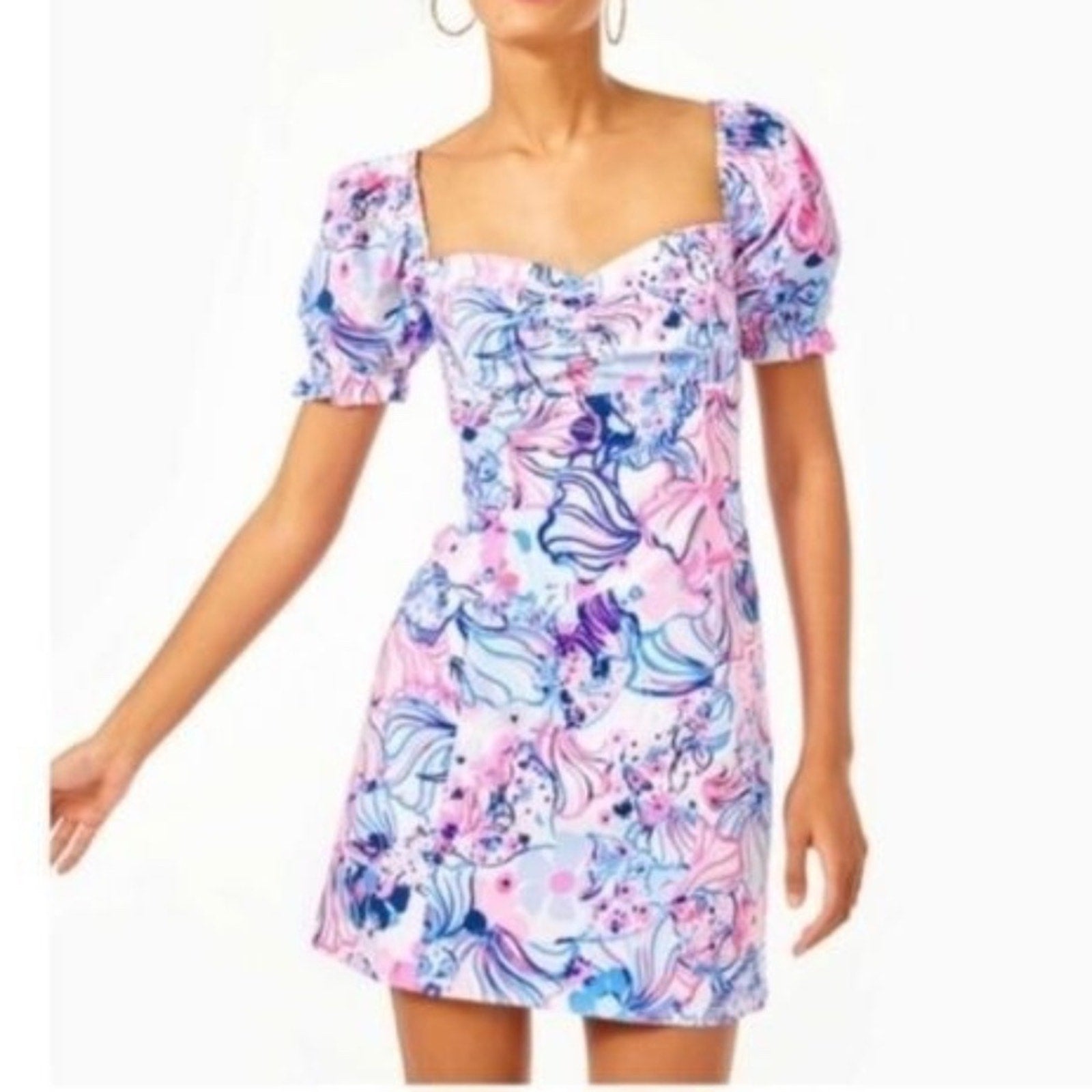 Lilly Pulitzer Keisha Stretch Dress Pink Blue White Make a Splash - size 00