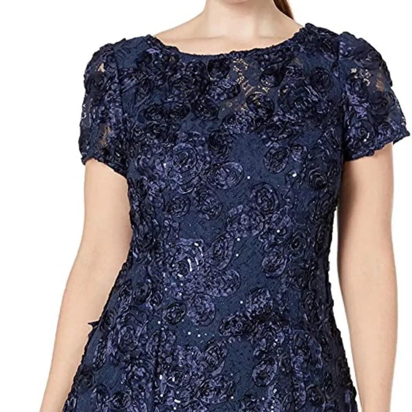 NWT ALEX EVENINGS Rosette A-Line Gown - size 12