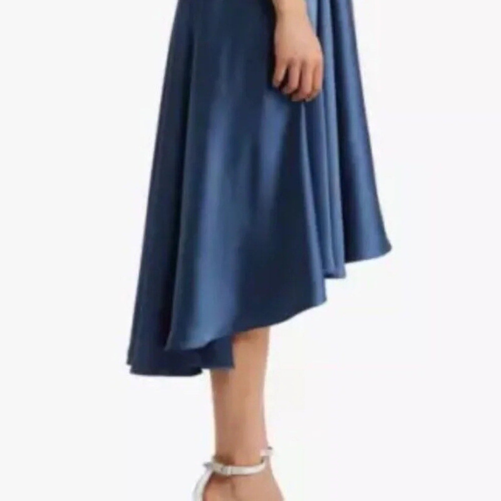 NWT Amsale One-Shoulder High-Low Satin Cocktail Dress in French Blue - size 20