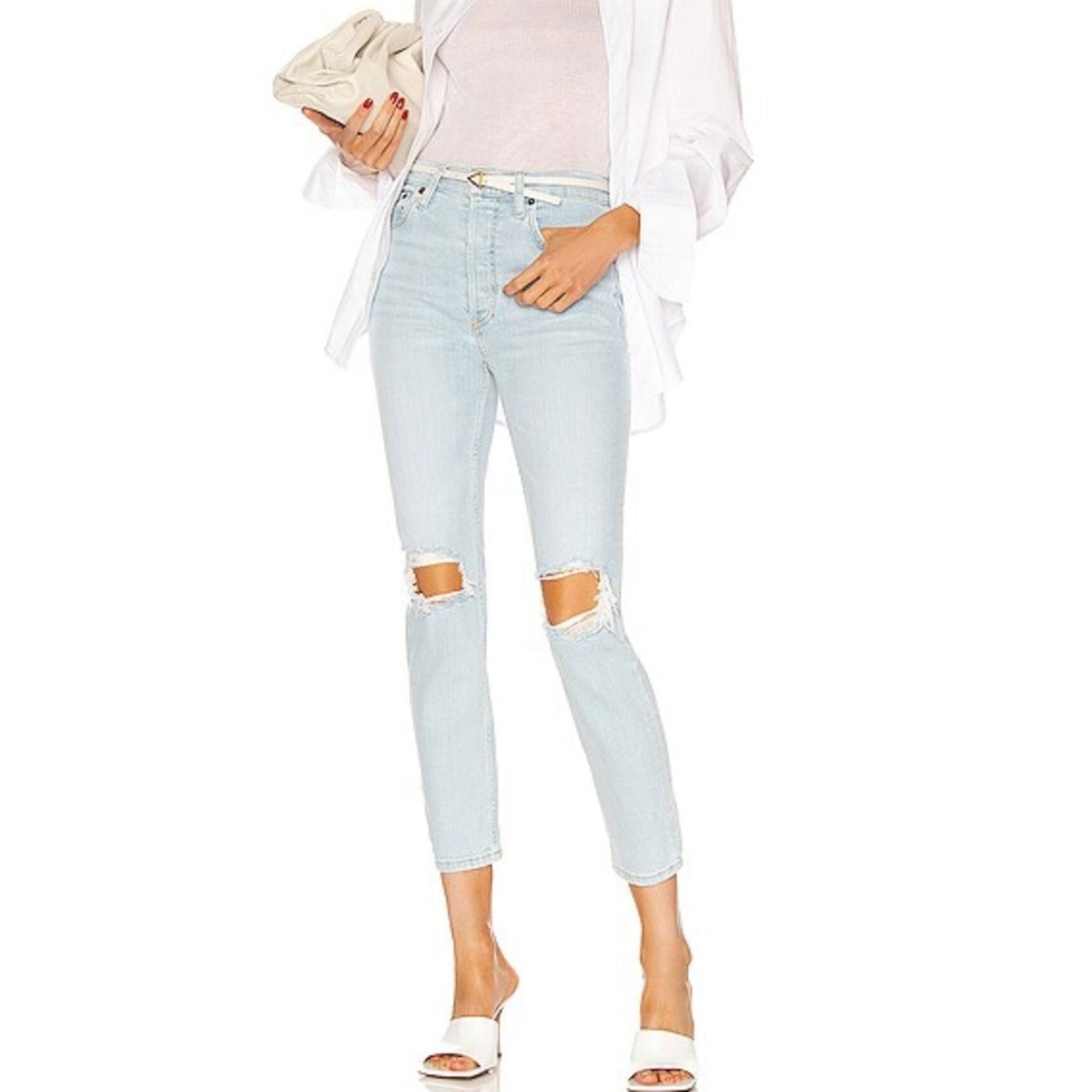 NWT RE/DONE 90's High Rise Ankle Crop in Blue Light - size 28