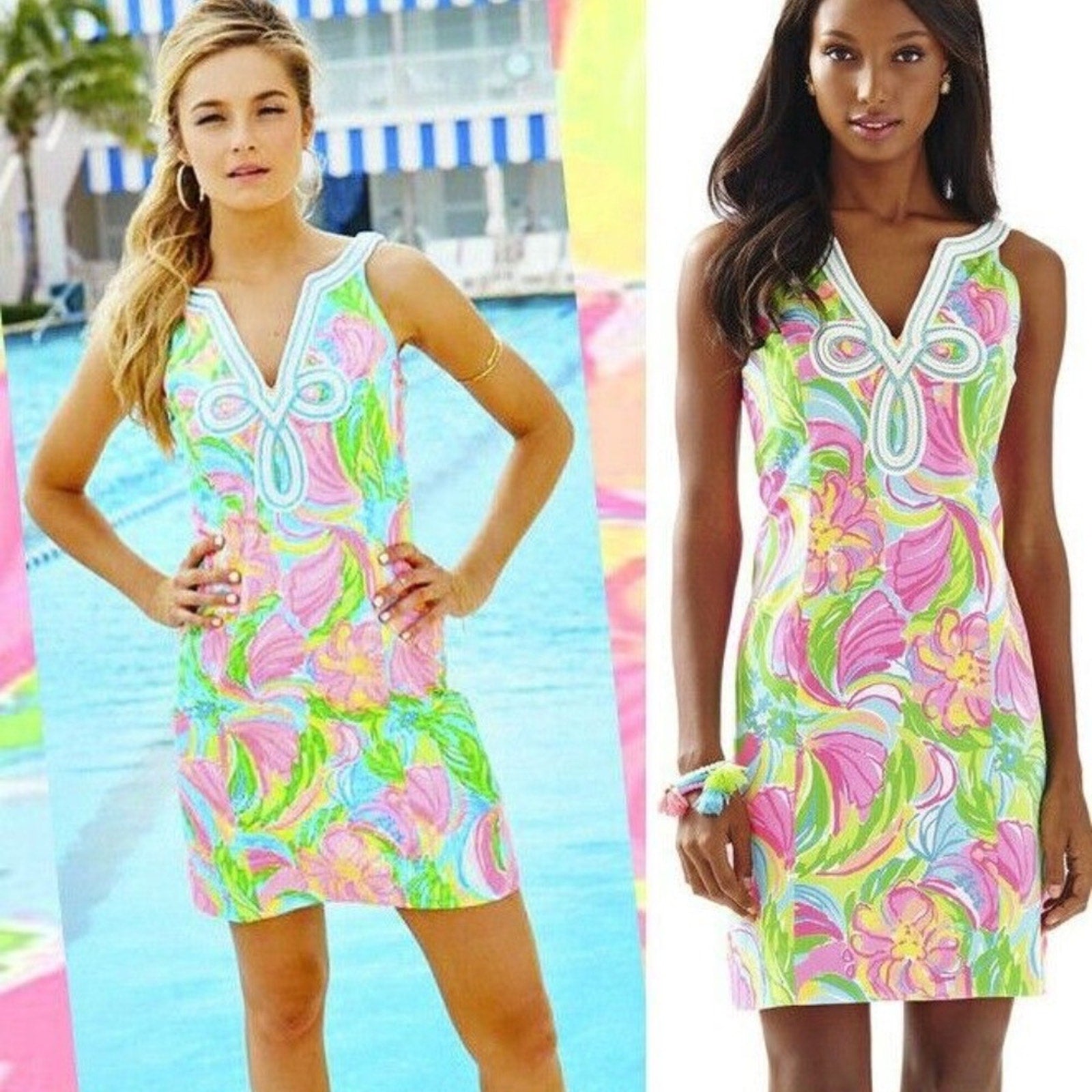 Lilly Pulitzer Tessa So A Peeling Soutache Ribbon Detail Shift Dress - size 0