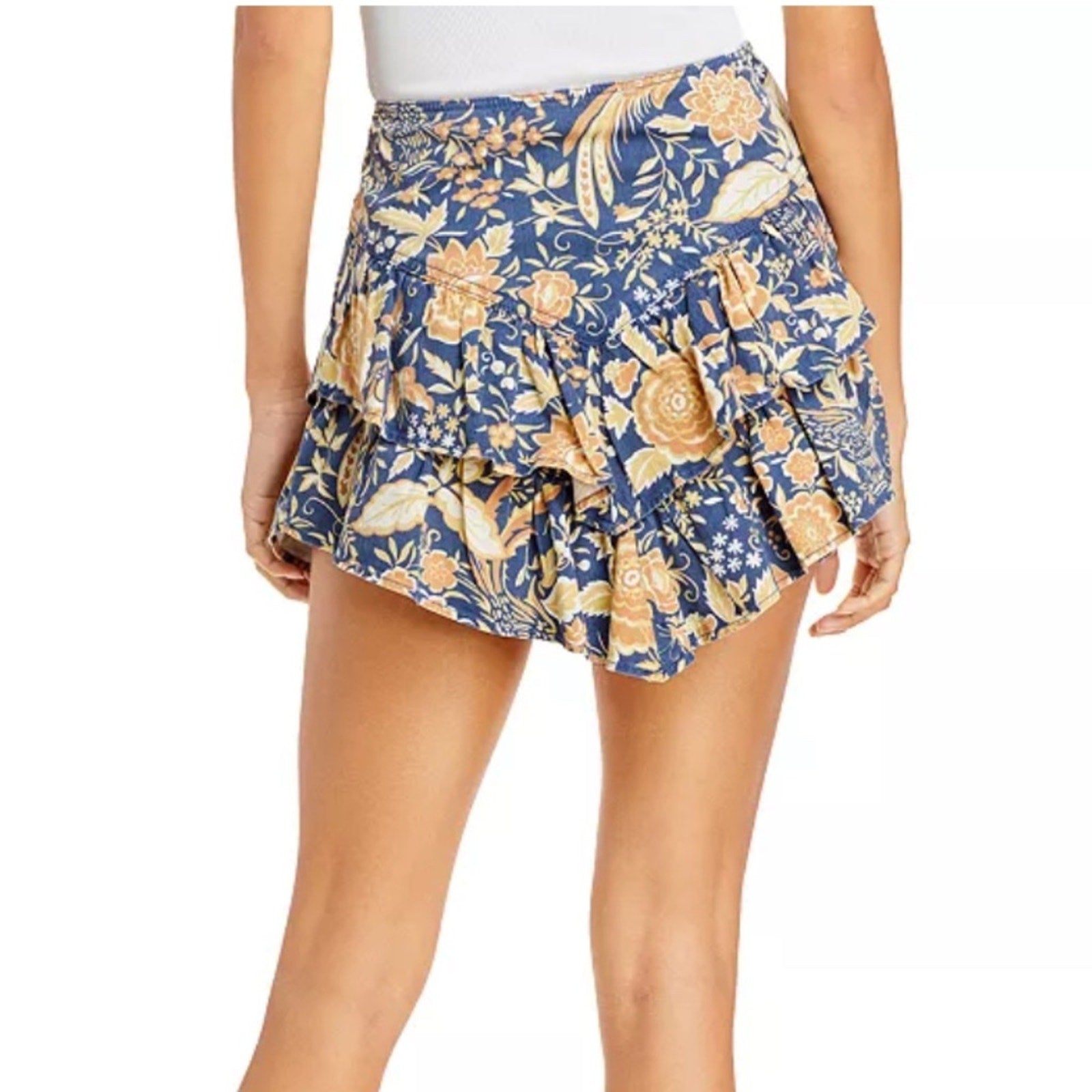 NWT MOTHER The Ruffle Floral Print Mini Skirt - 28