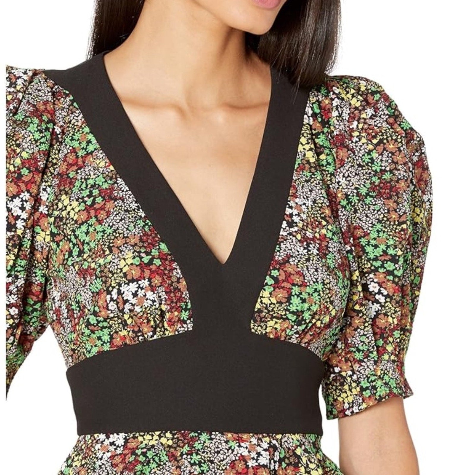 NWT Ted Baker Camilya Crepe Puff Sleeve Top Black - size small 4