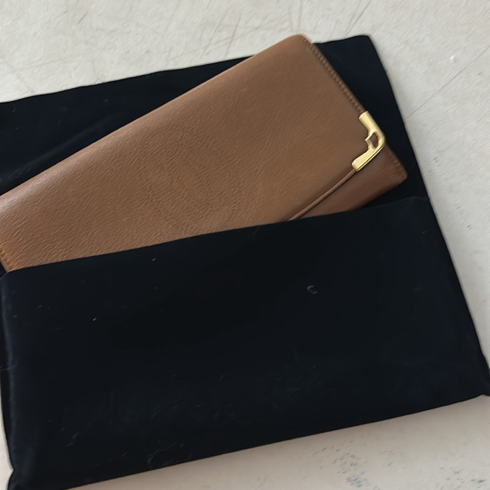 Cartier Marcello Long Wallet Brown Leather Gold Hardware Women's