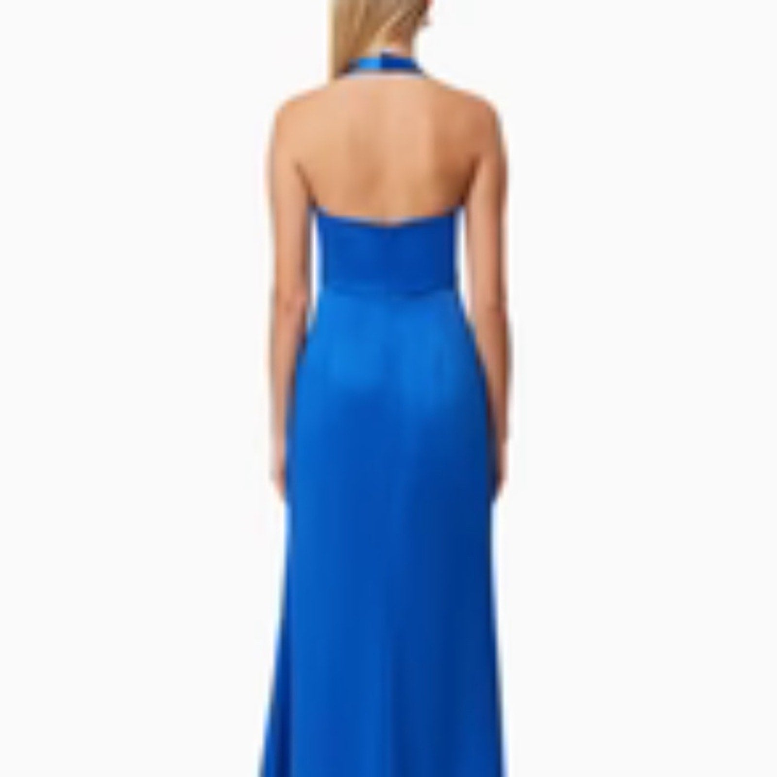 NEW Elliatt Chiara Satin Halter Gown In Cobalt Blue - size Small