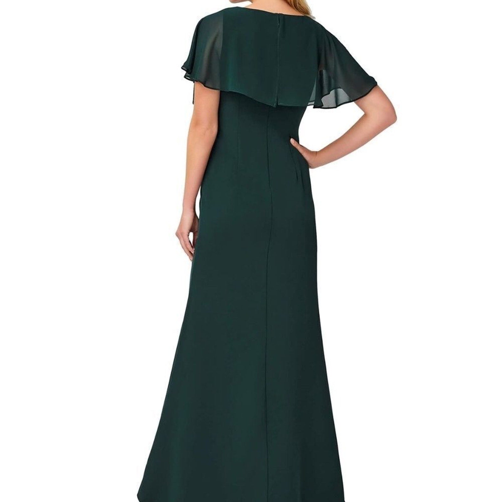 NEW Adrianna Papell Women's Chiffon and Crepe Cascade Mermaid Gown - size 4
