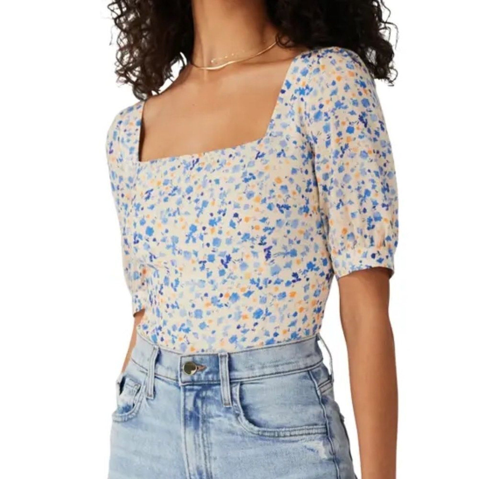 NEW Favorite Daughter The One That Got Away Floral Square Neck Blouse - size XS