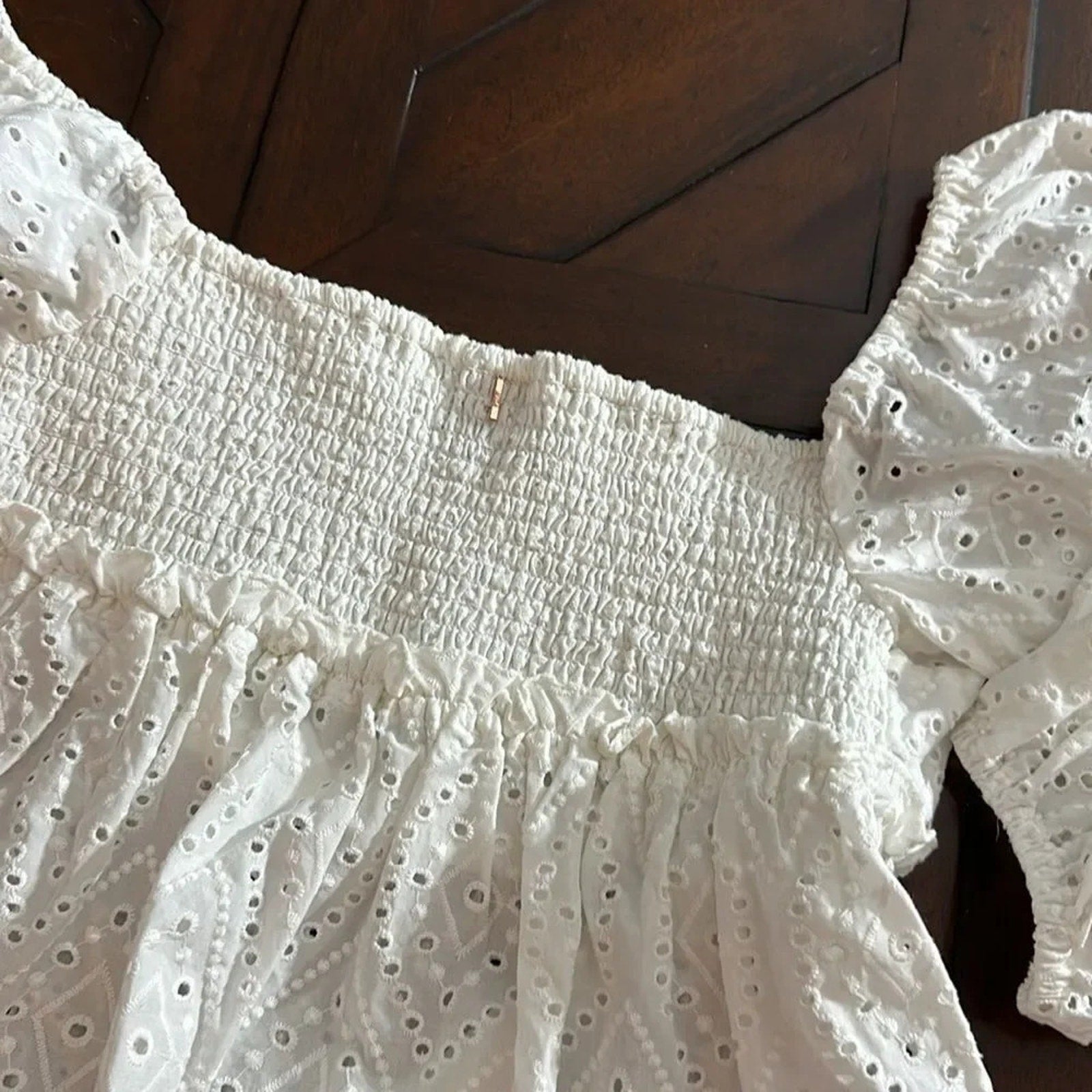 NEW Misa Los Angeles Sera Top in White Eyelet - size Large