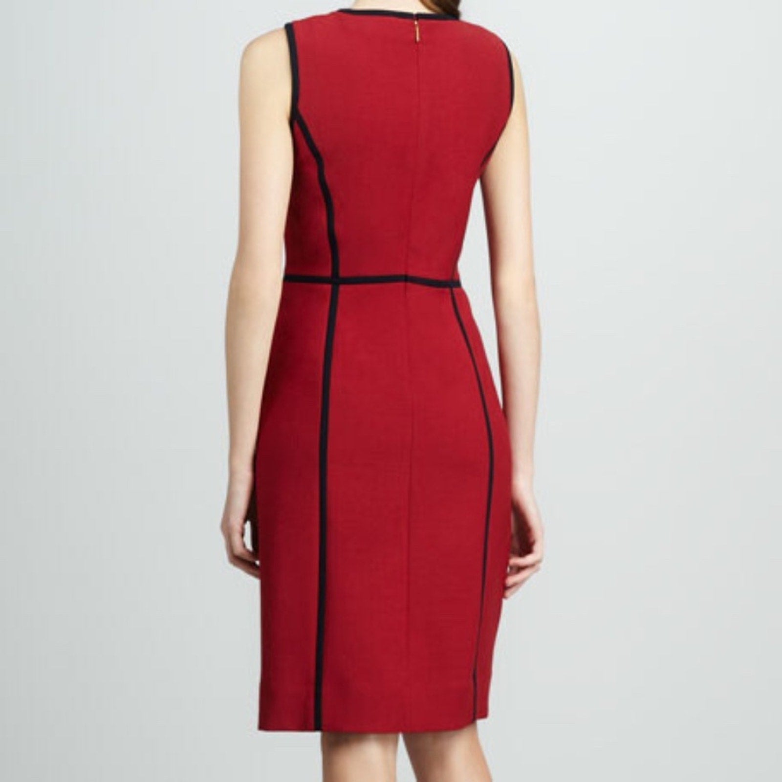 Tory Burch Azalea Contrast Piping wool blend Dress in Red and Navy - size 0