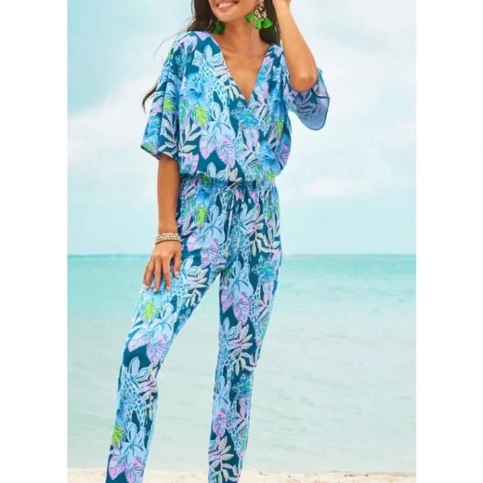 Lilly Pulitzer Merrick Jumpsuit Macaw Blue - size large