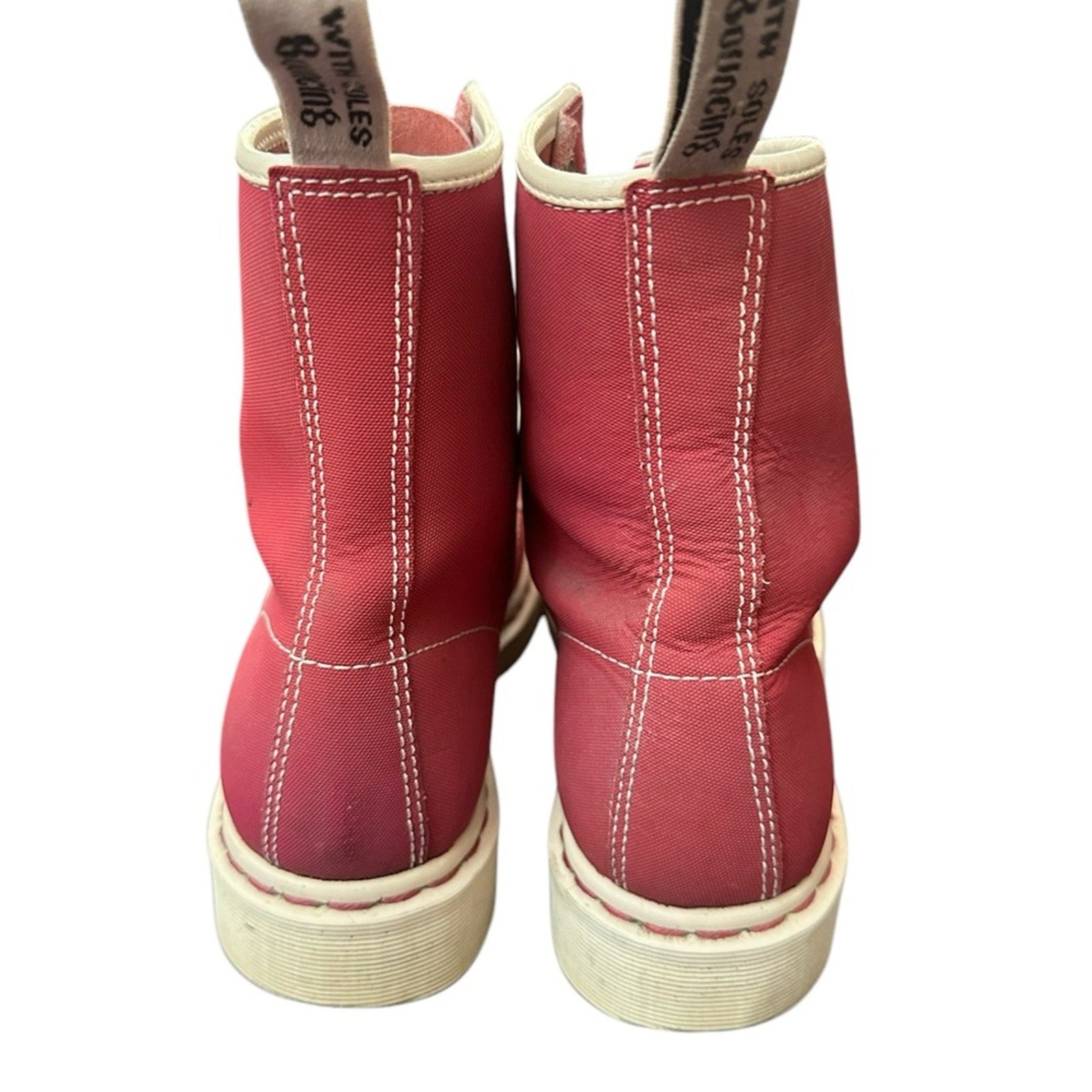 Dr Marten’s Red/Pink Canvas Lace Up Boot - 9