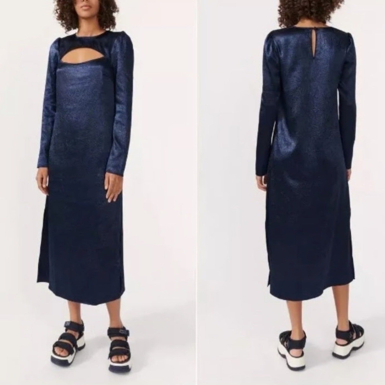 NWT Baum Und Pferdgarten Aneto Long Sleeve Shift Dress in Navy Blue - size 2