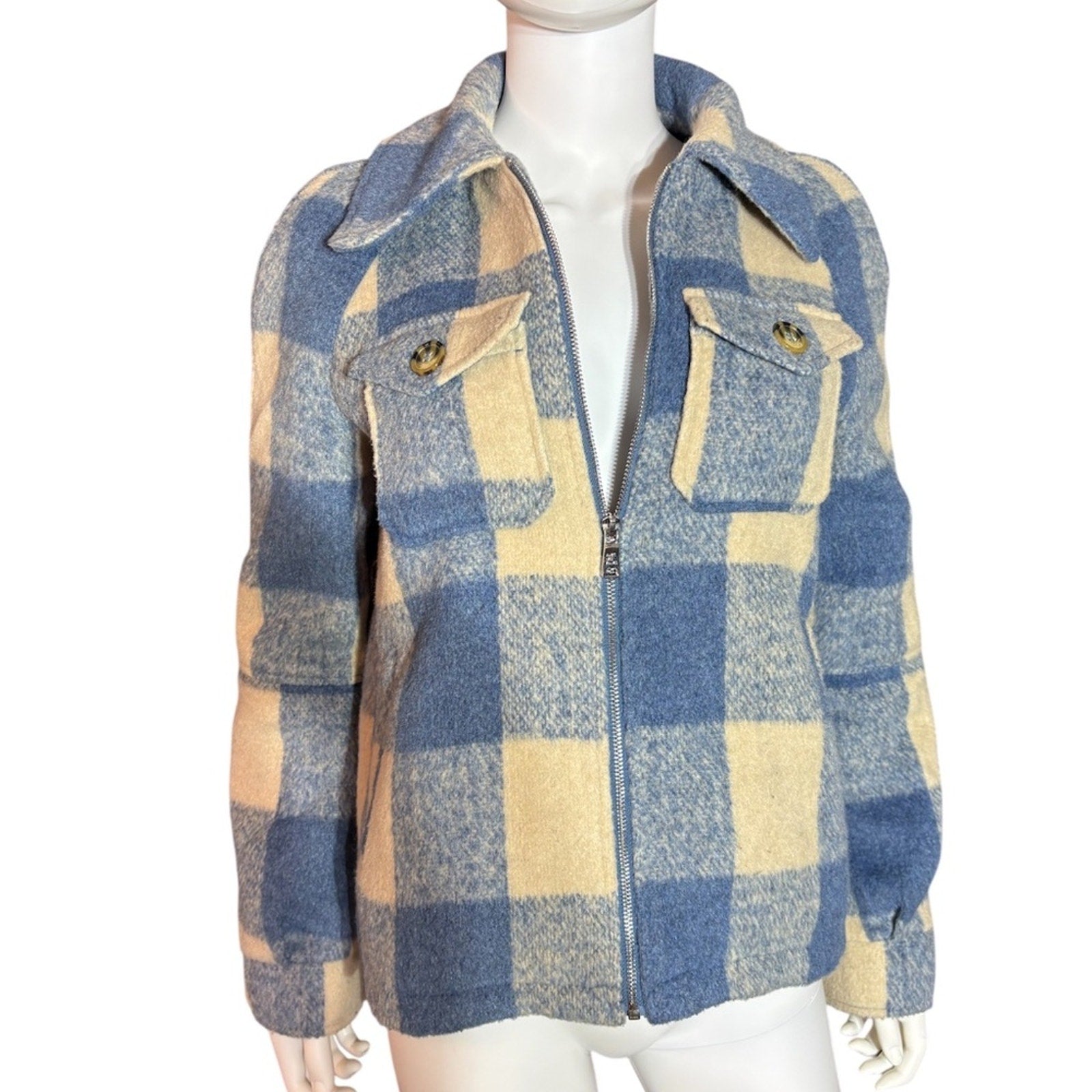 Avec Les Filles Buffalo Check Shacket Blue/White - size XS