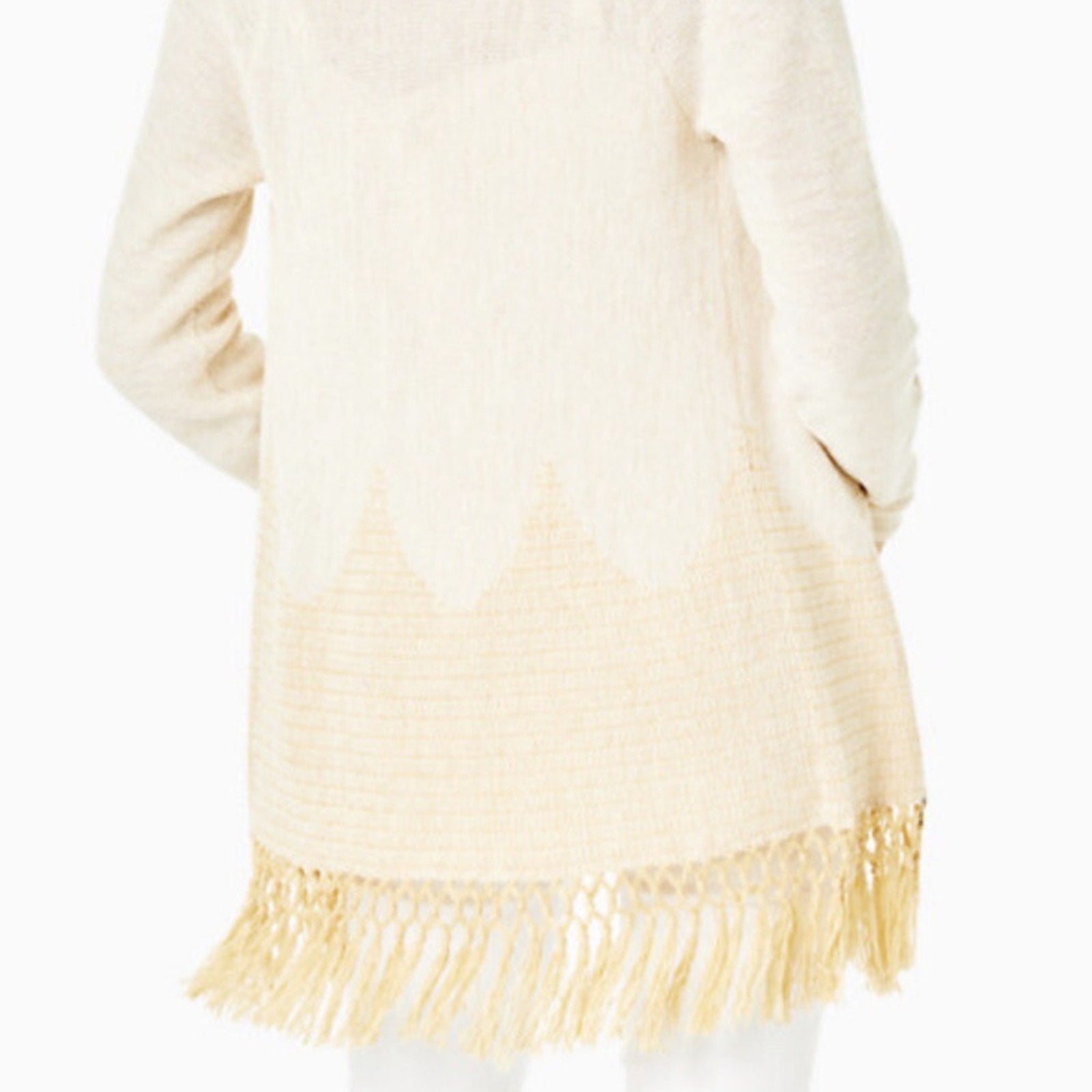 LILLY PULITZER TATUM LONG FRINGE HEM CARDIGAN LONG SLEEVE METALLIC GOLD - size M