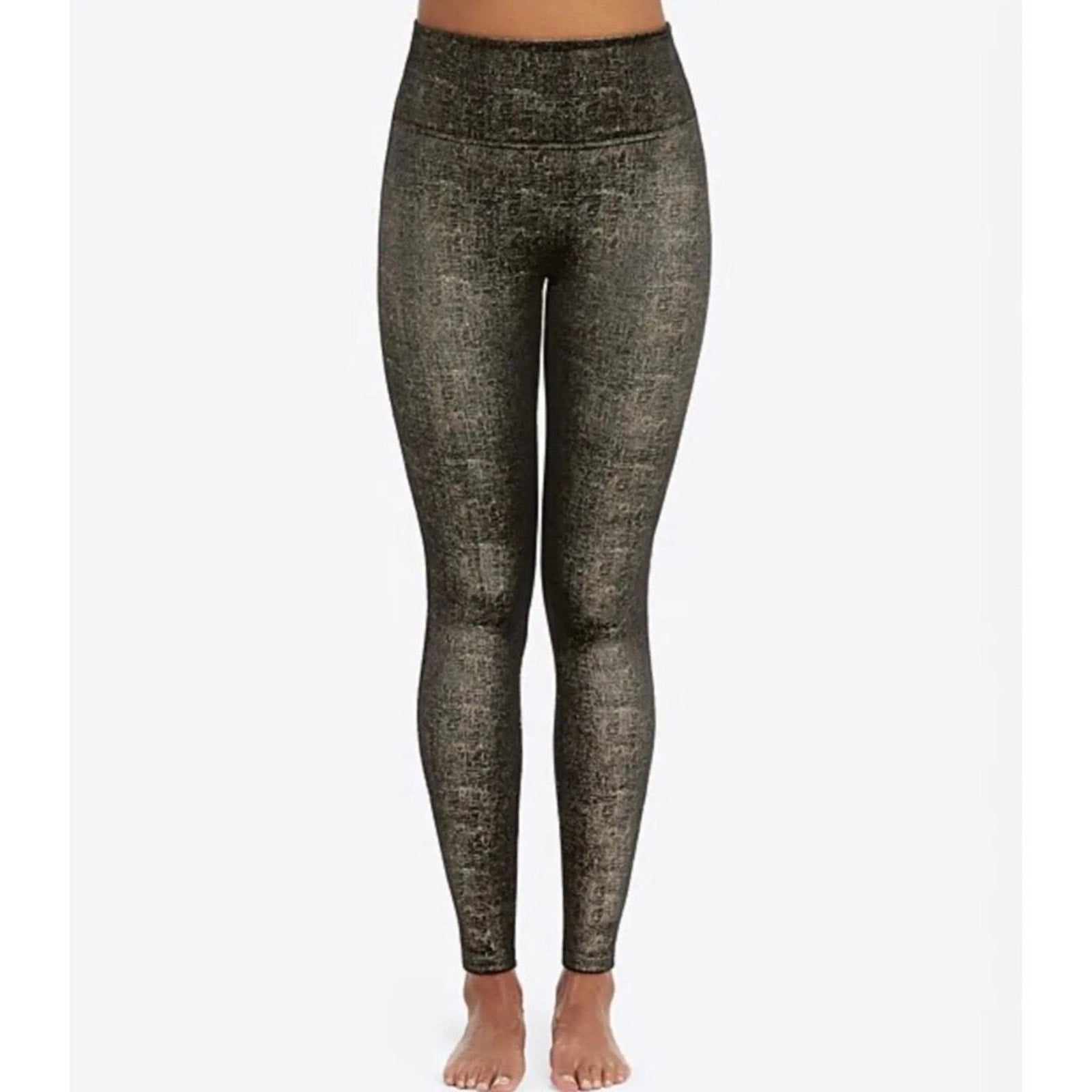Spanx Velvet Shine Legging - Black & Good Metallic Soft Medium Shaping - size M