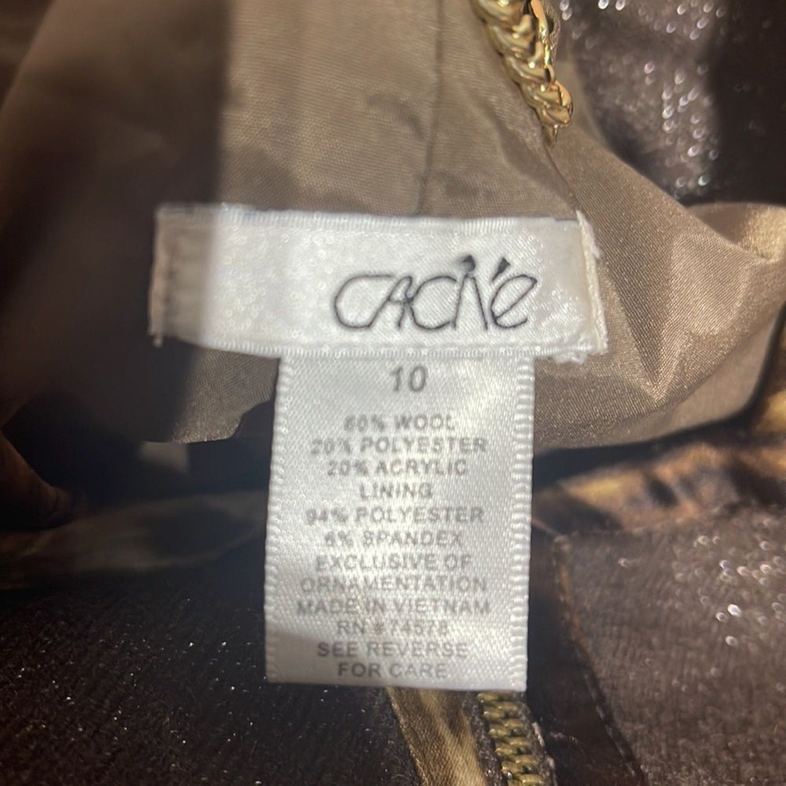 Amazing Cache brown metallic wool jacket - size 10