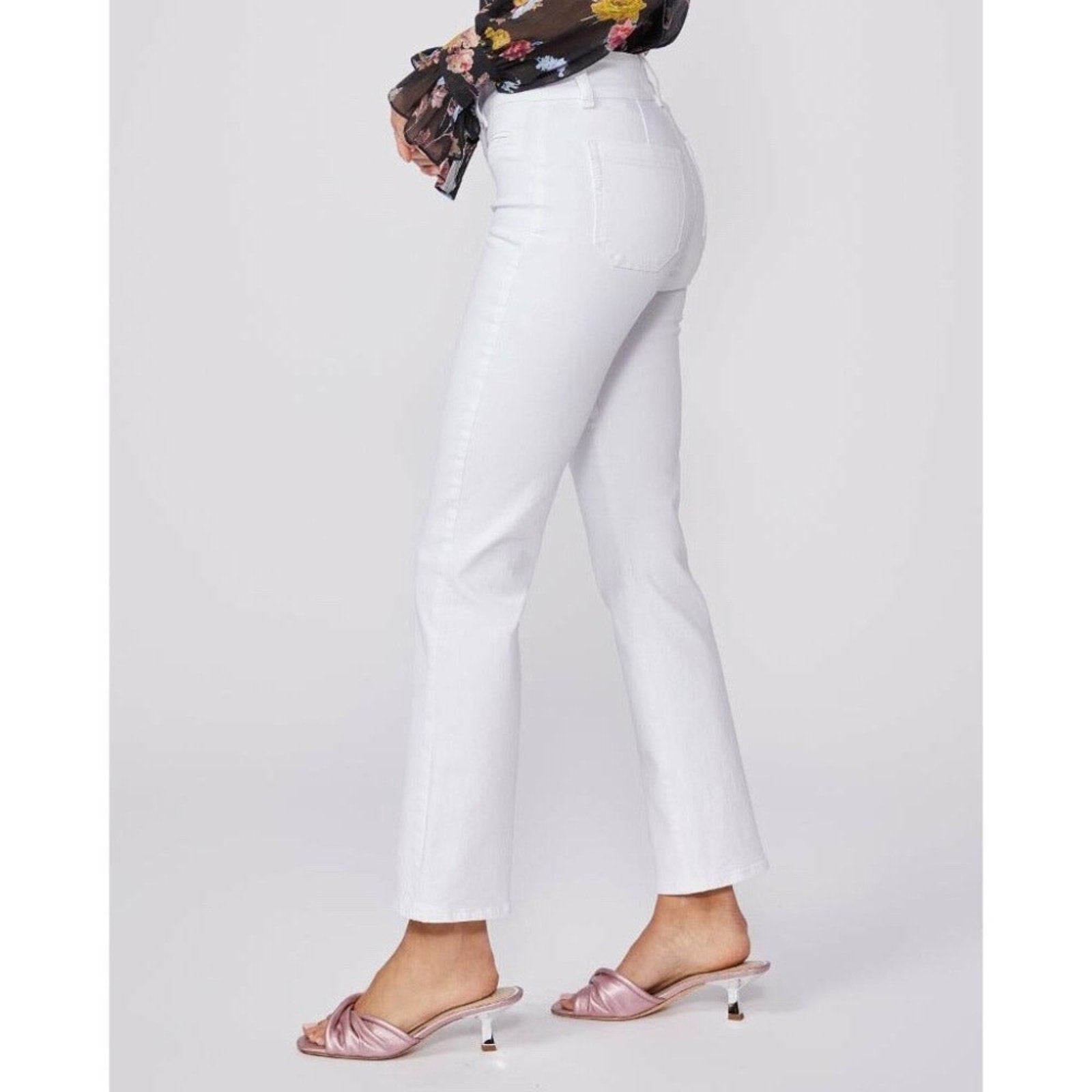 NWT Paige Claudine High Rise Ankle Flare Jean Crisp White Size 31