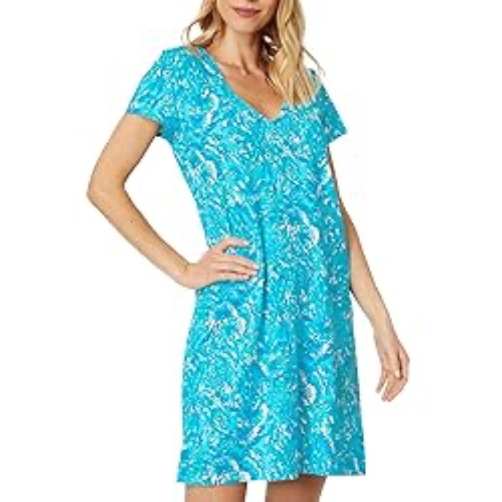 Lilly Pulitzer Etta Dress Surf Blue Green - size small