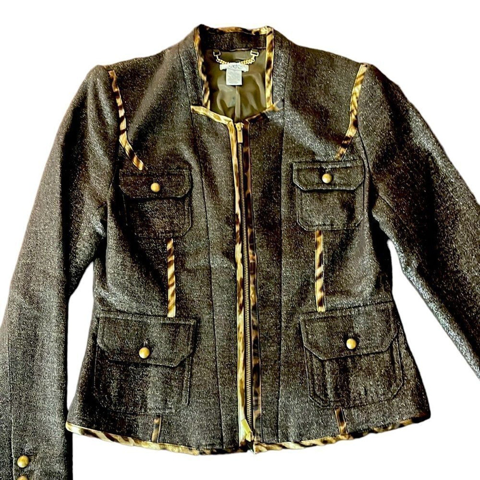 Amazing Cache brown metallic wool jacket - size 10