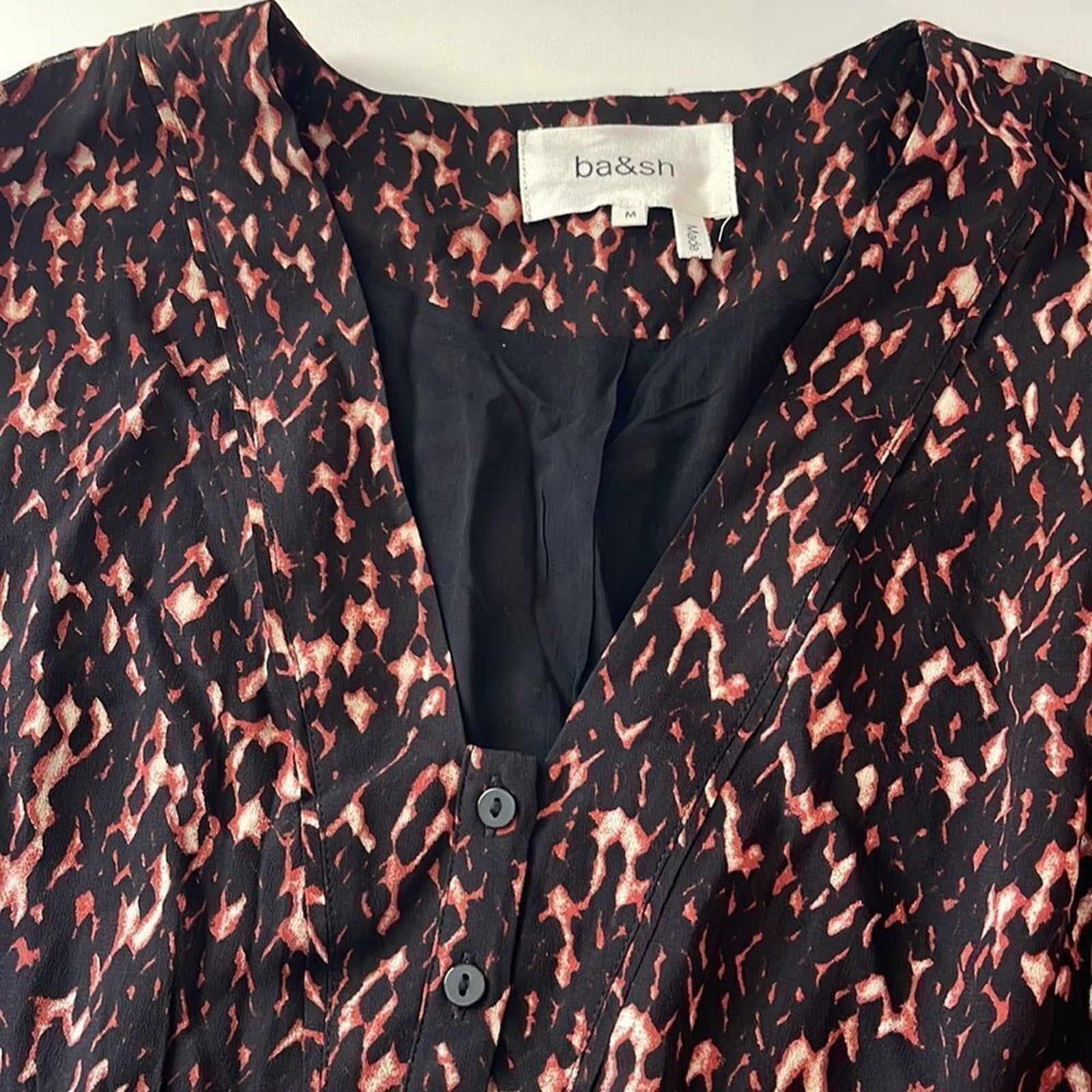 NWT BA&SH Puzy Peplum Top In Noir - size M
