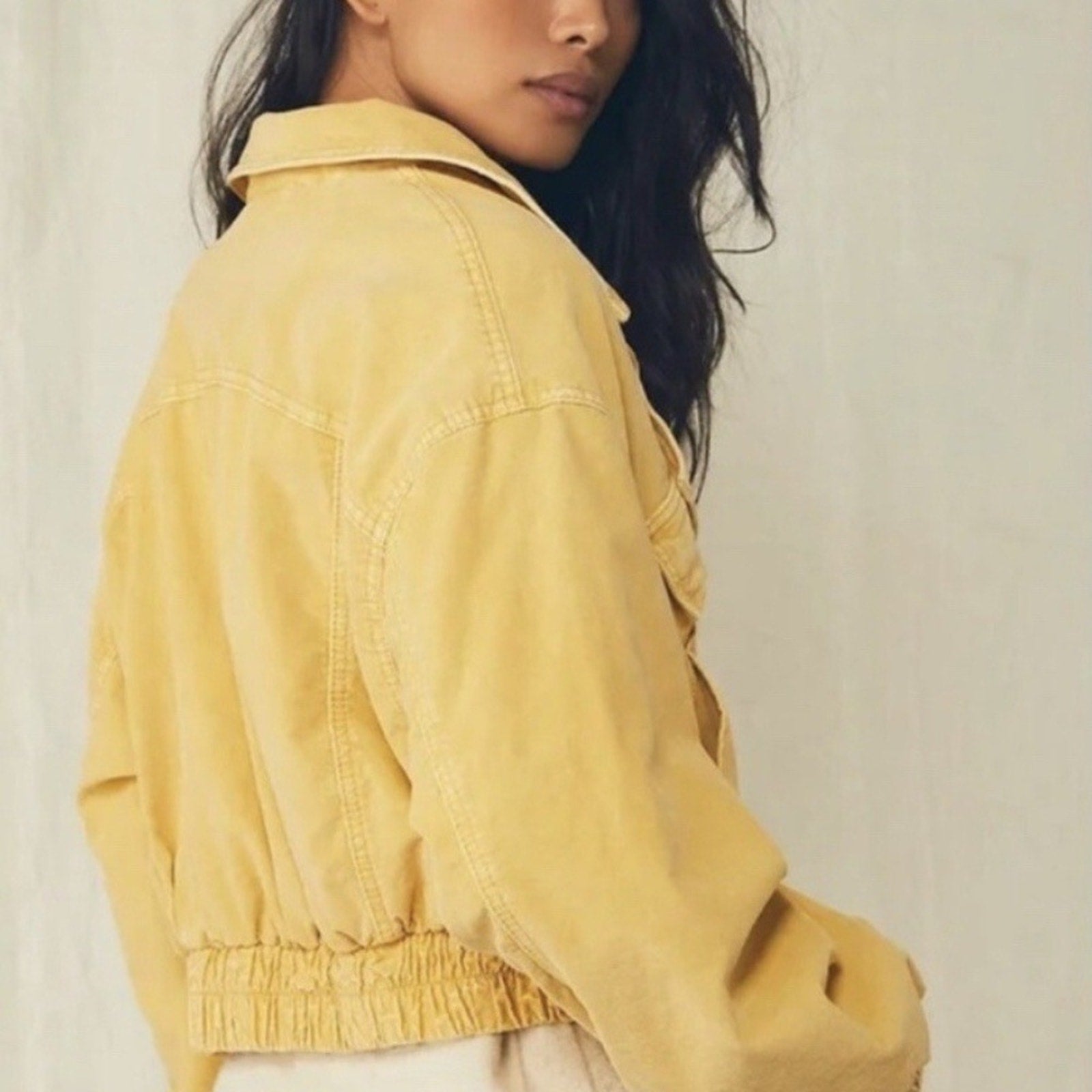 Free People Sure Thing Bomber Jacket Golden Finch - size small