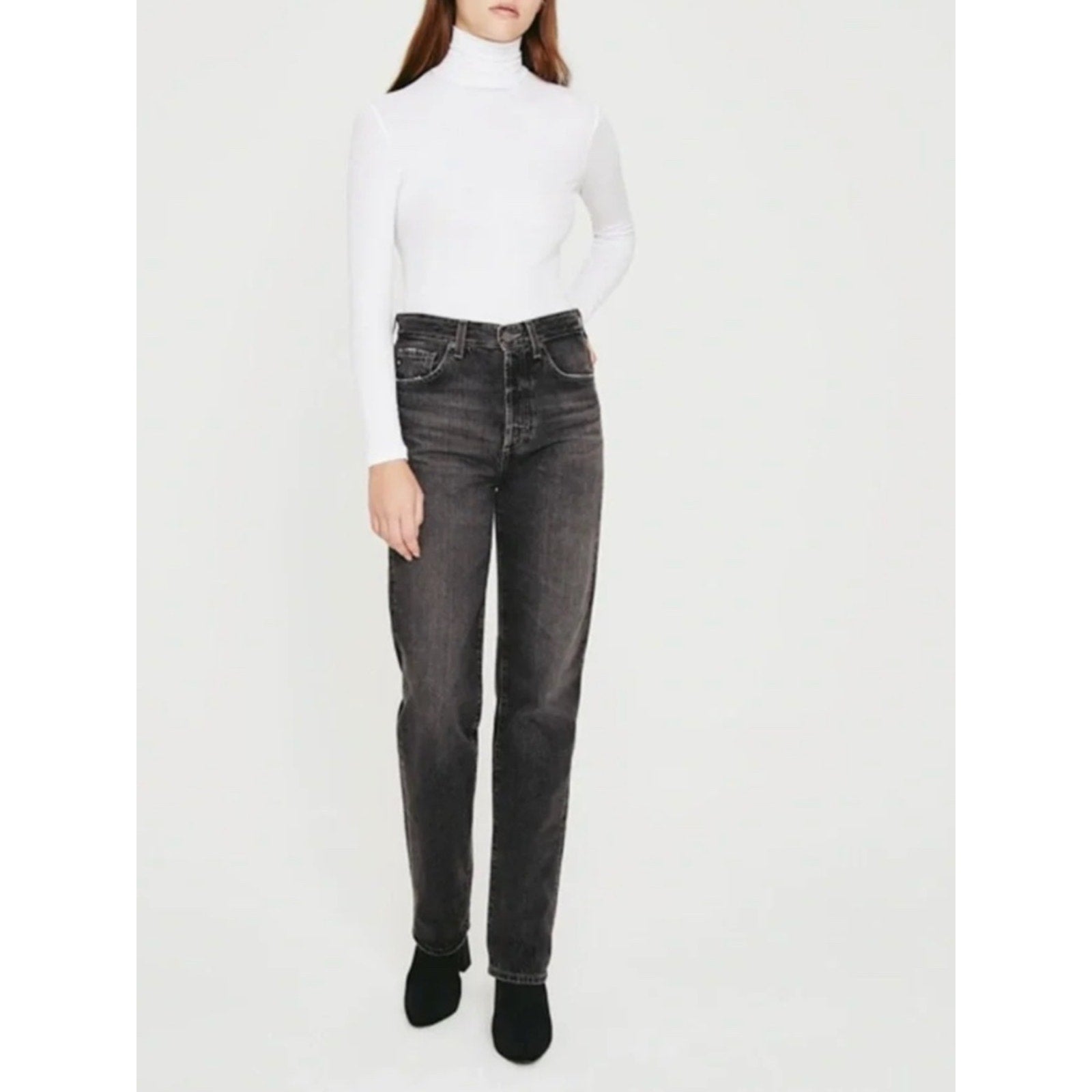 Ag Alexxis High-Rise Vintage Straight Jean Black Stone - 28 🌟