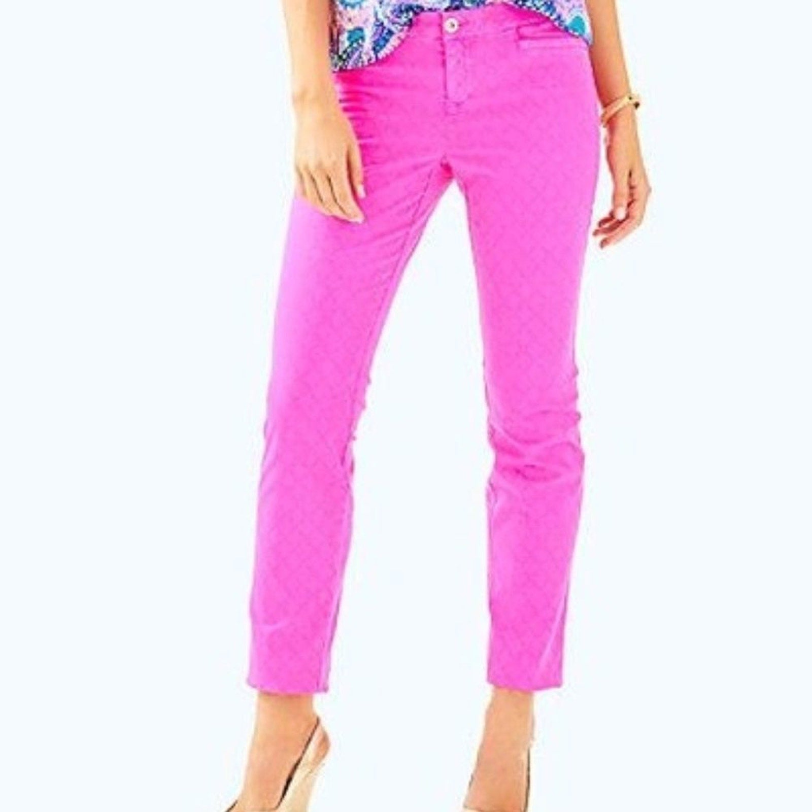 Lilly Pulitzer 29" Kelly Textured Ankle Length Skinny Pant - size 6