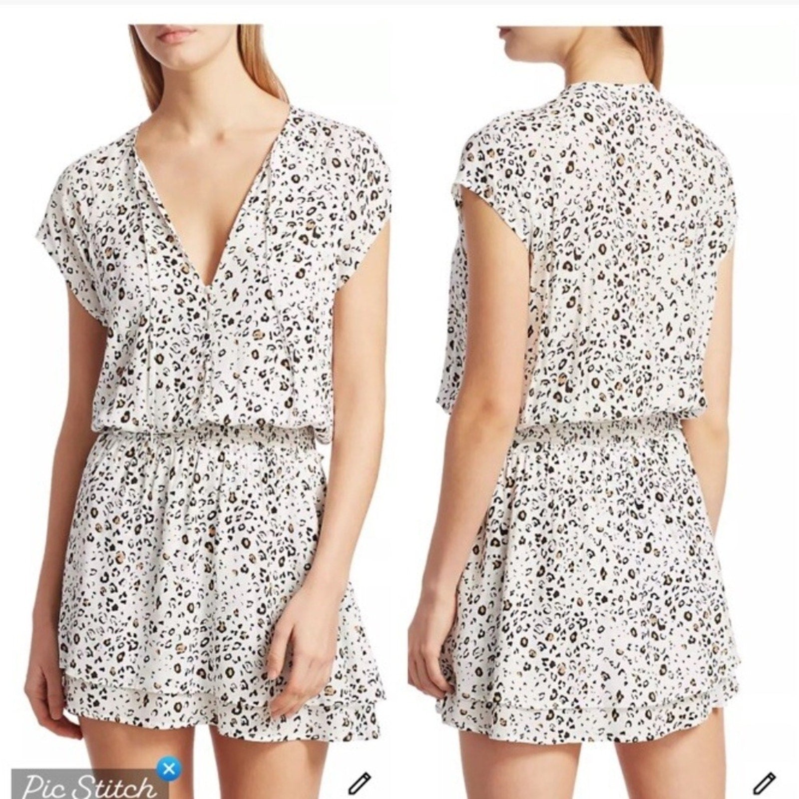 Rails Karla Mini Dress in White Mocha Leopard - size M