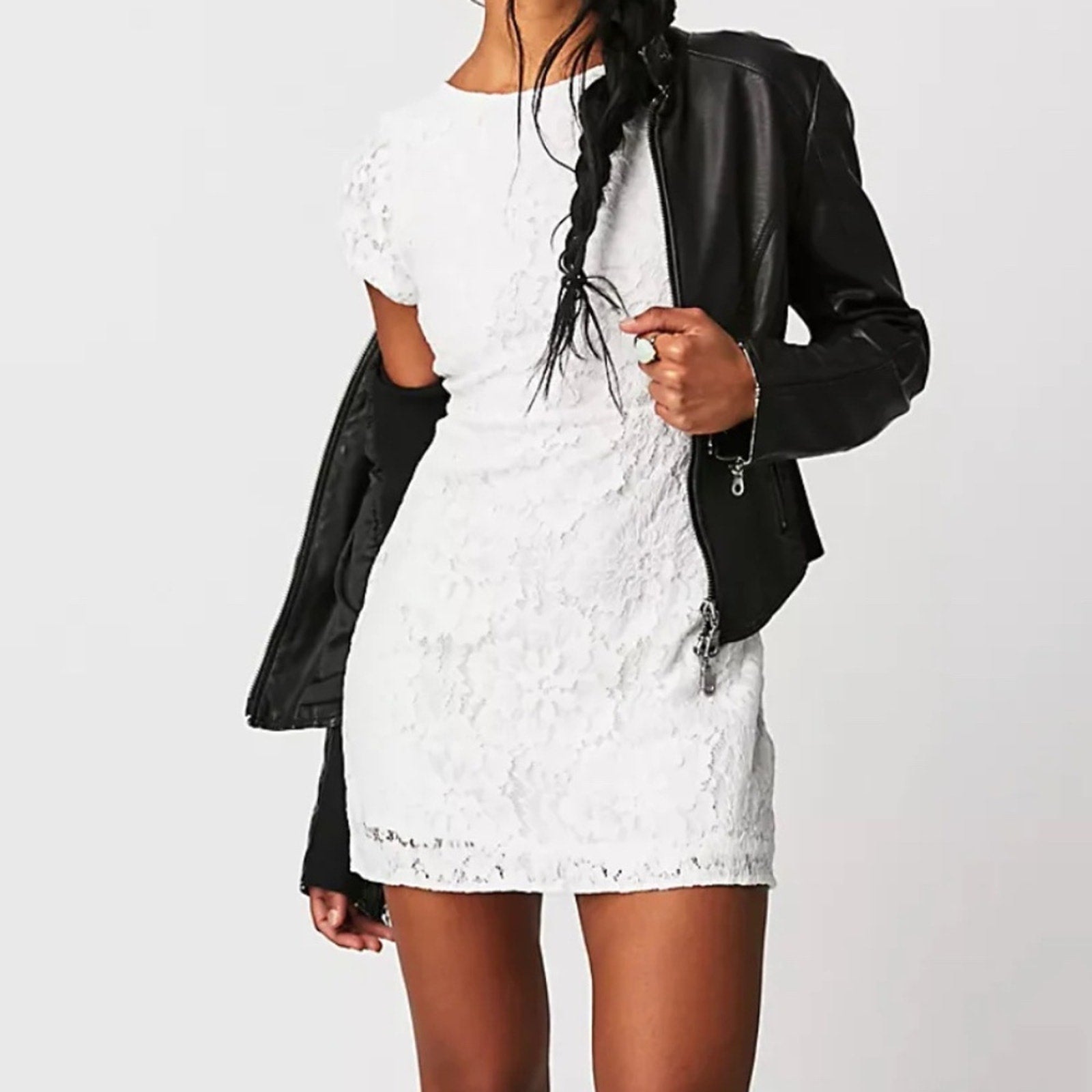 NWT Free People Hailee Lace Mini Dress in White - size M