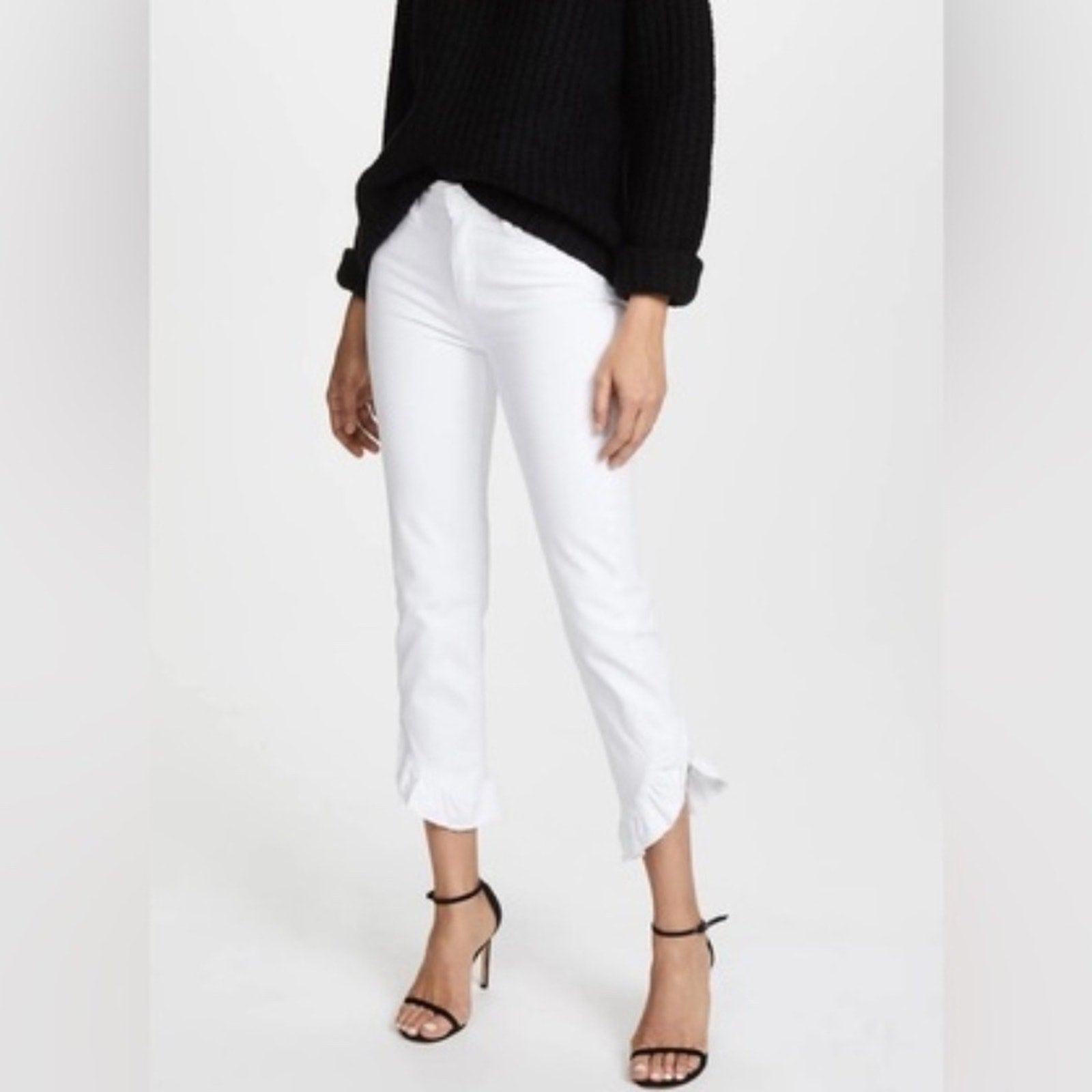 PAIGE Hoxton Straight Ruffle-Detail Ankle Jeans - size 29