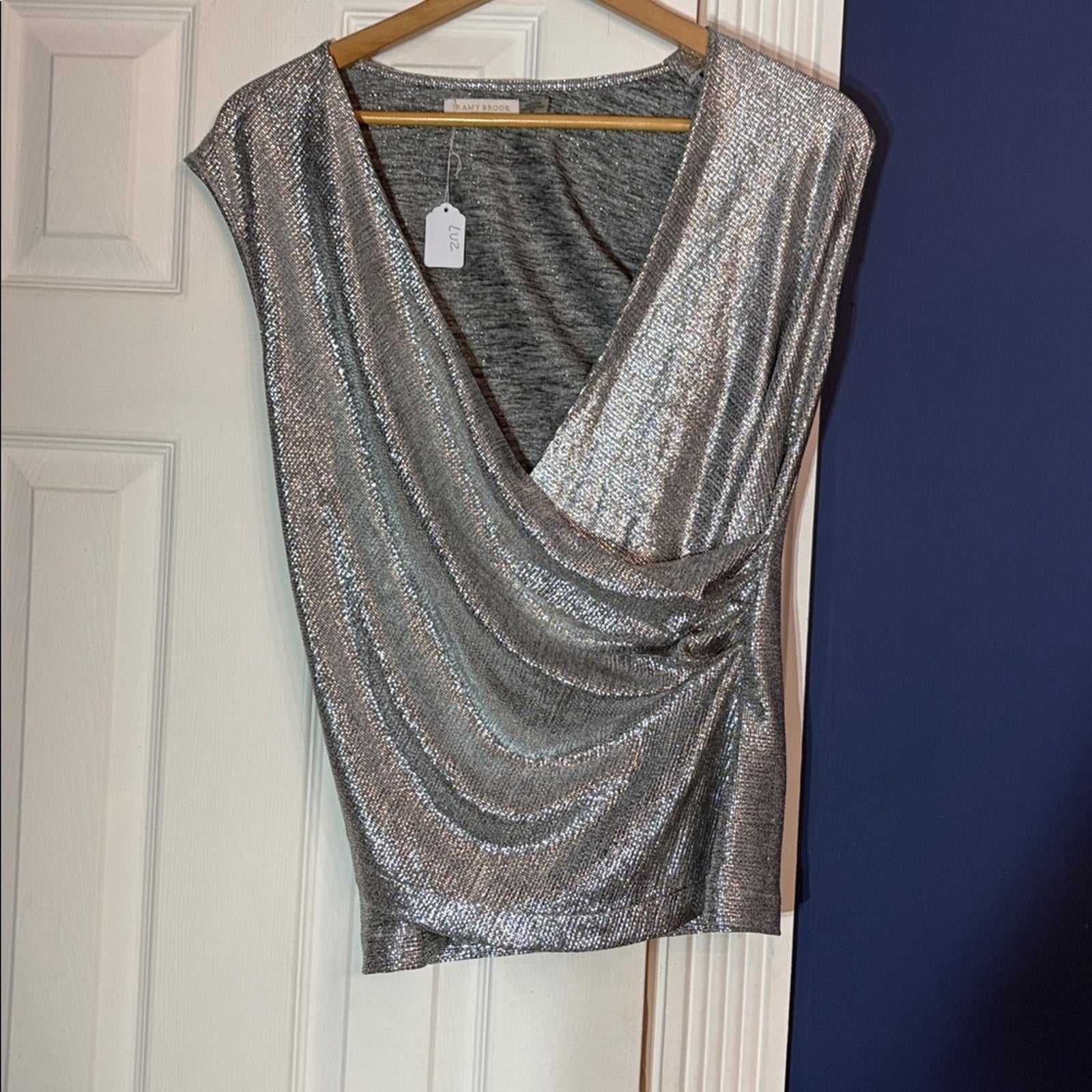 Ramy Brook Metallic Silver Shell - size M