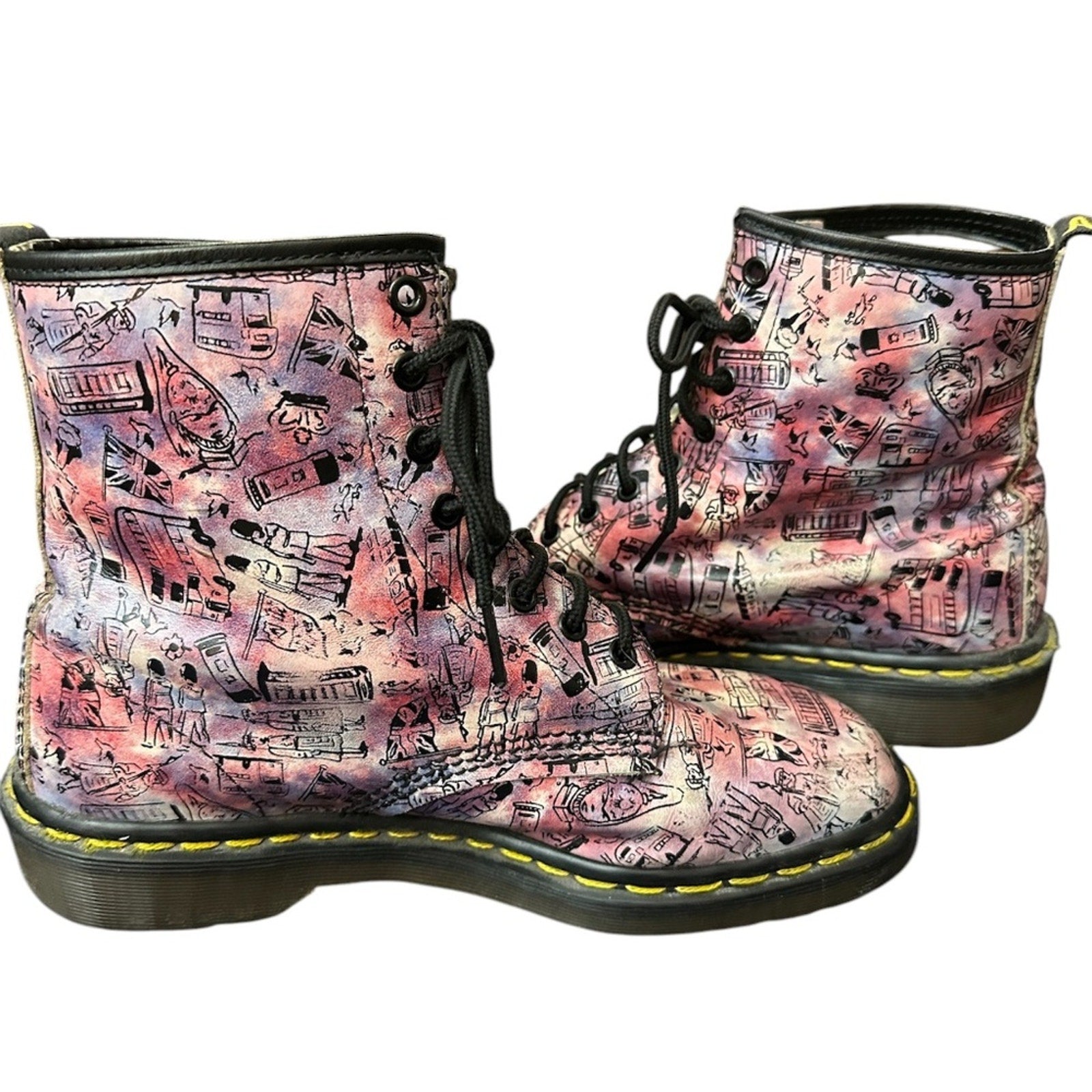 DR. MARTENS PINK LONDON ICONS LEATHER BOOTS VINTAGE - size 9 US women