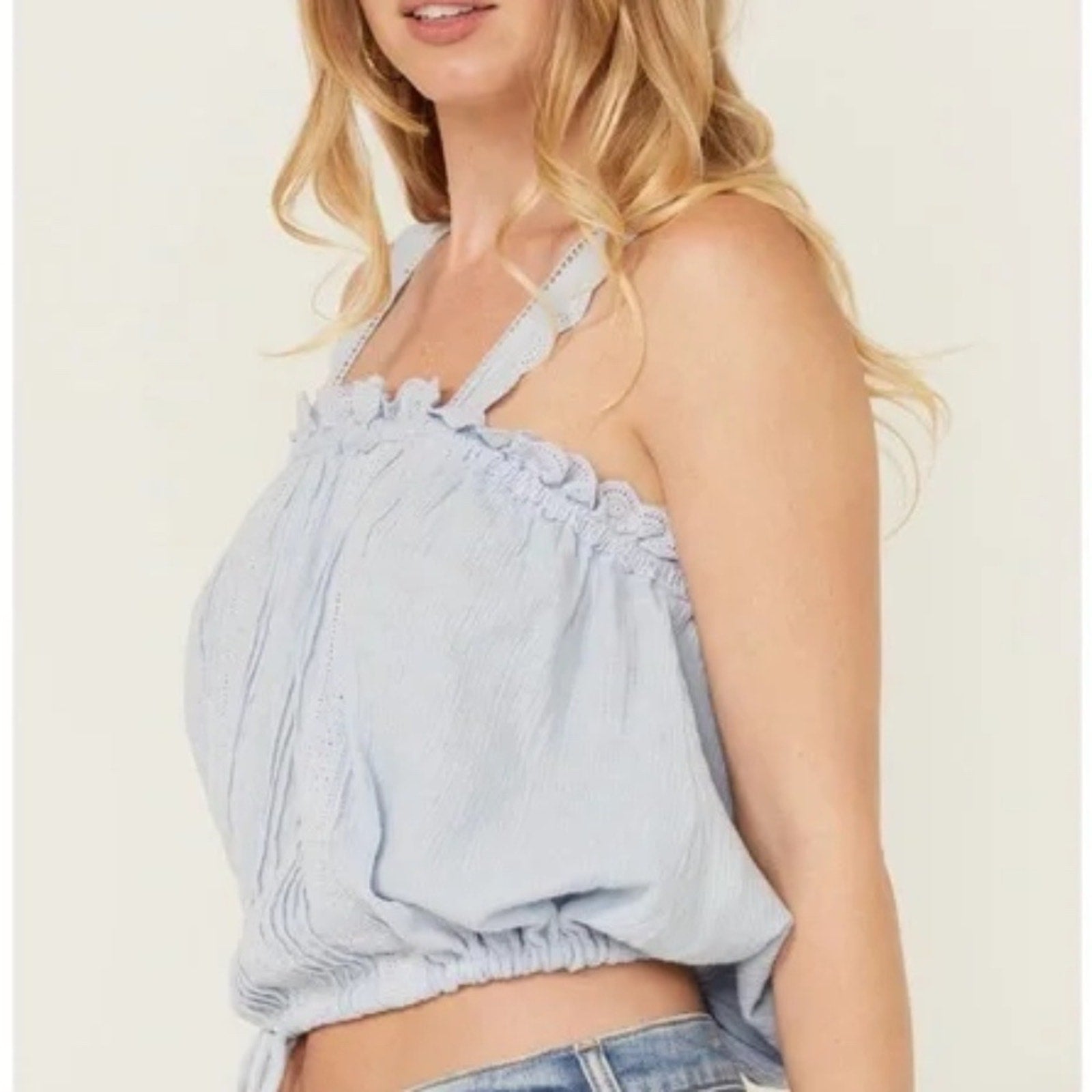 NWT Free People Women's Because Of You Tank Top Blue - size M