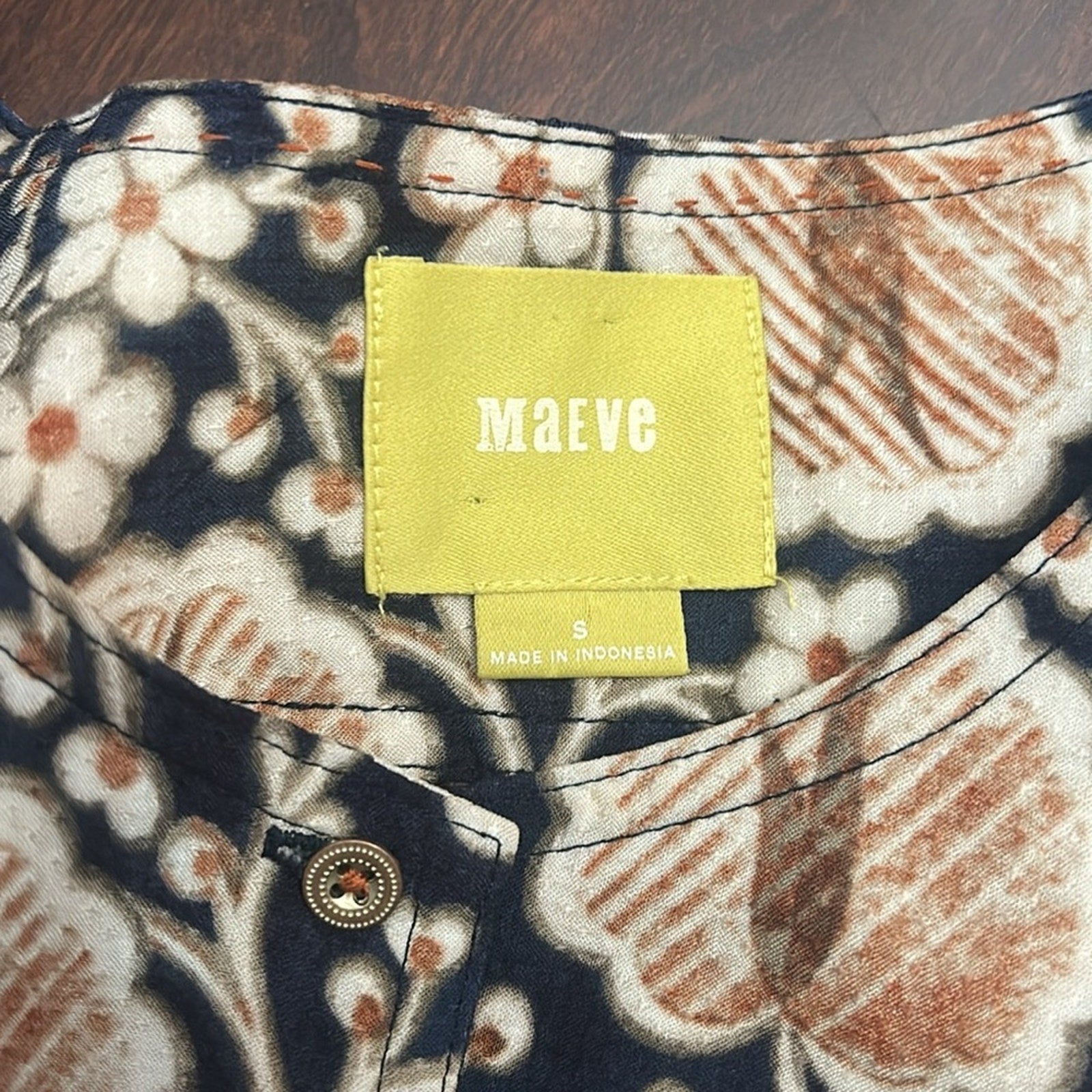 Maeve Anthropologie Floral Button Front Tulip Dip Dyed Blouse Top Sz Small