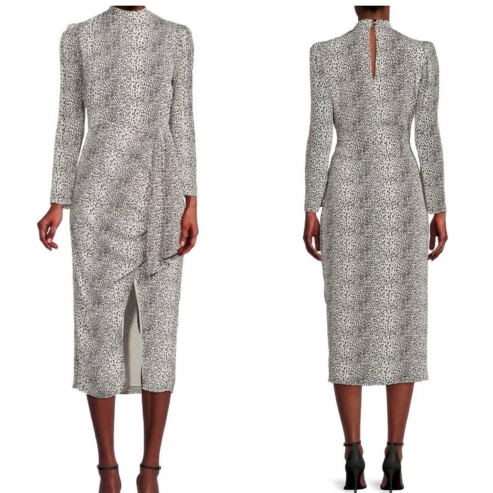 NWT SAYLOR Black and White Midi Animal Cocktail Dress - S