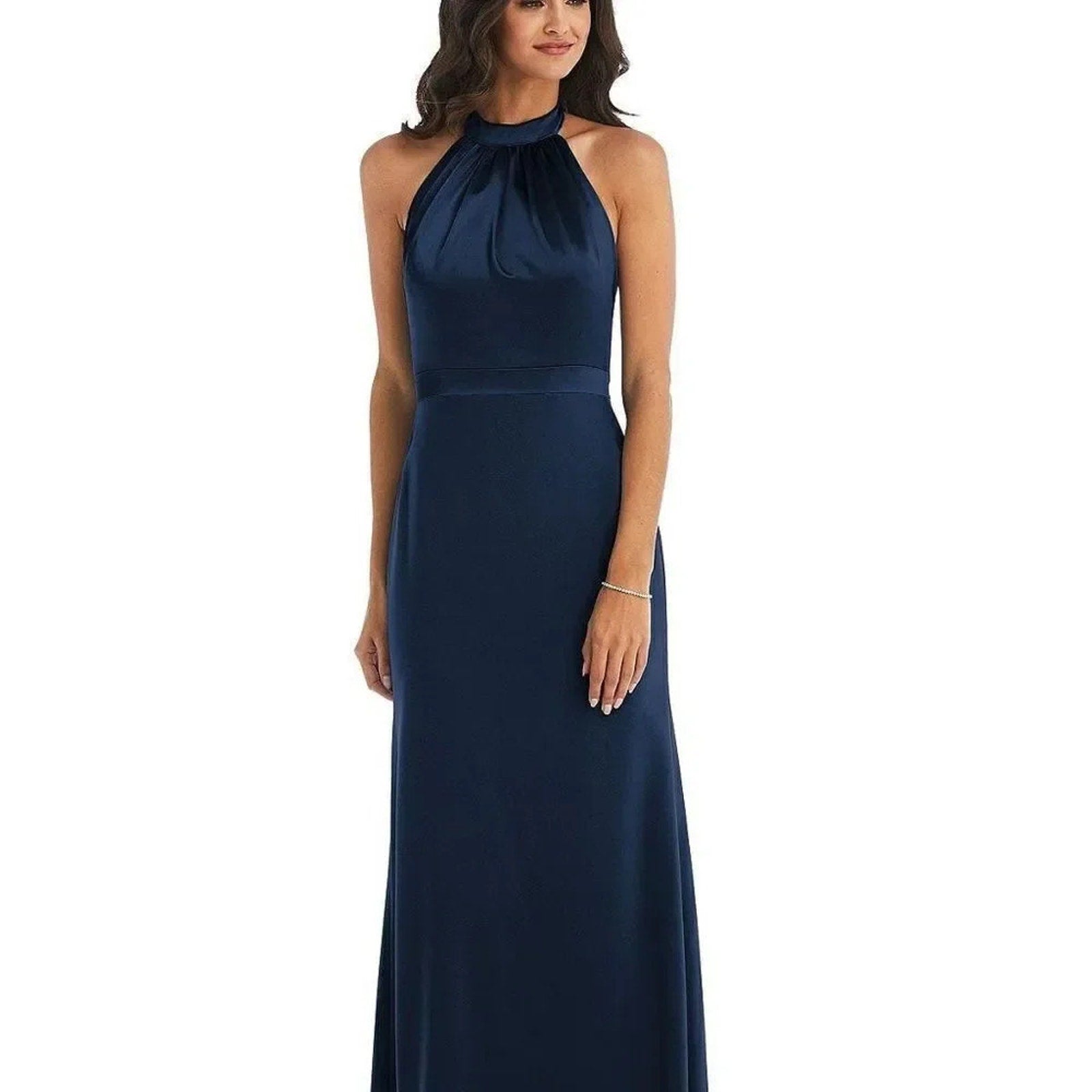 NWOT AFTER SIX High-Neck Open-Back Maxi Dress with Scarf Tie - size 14