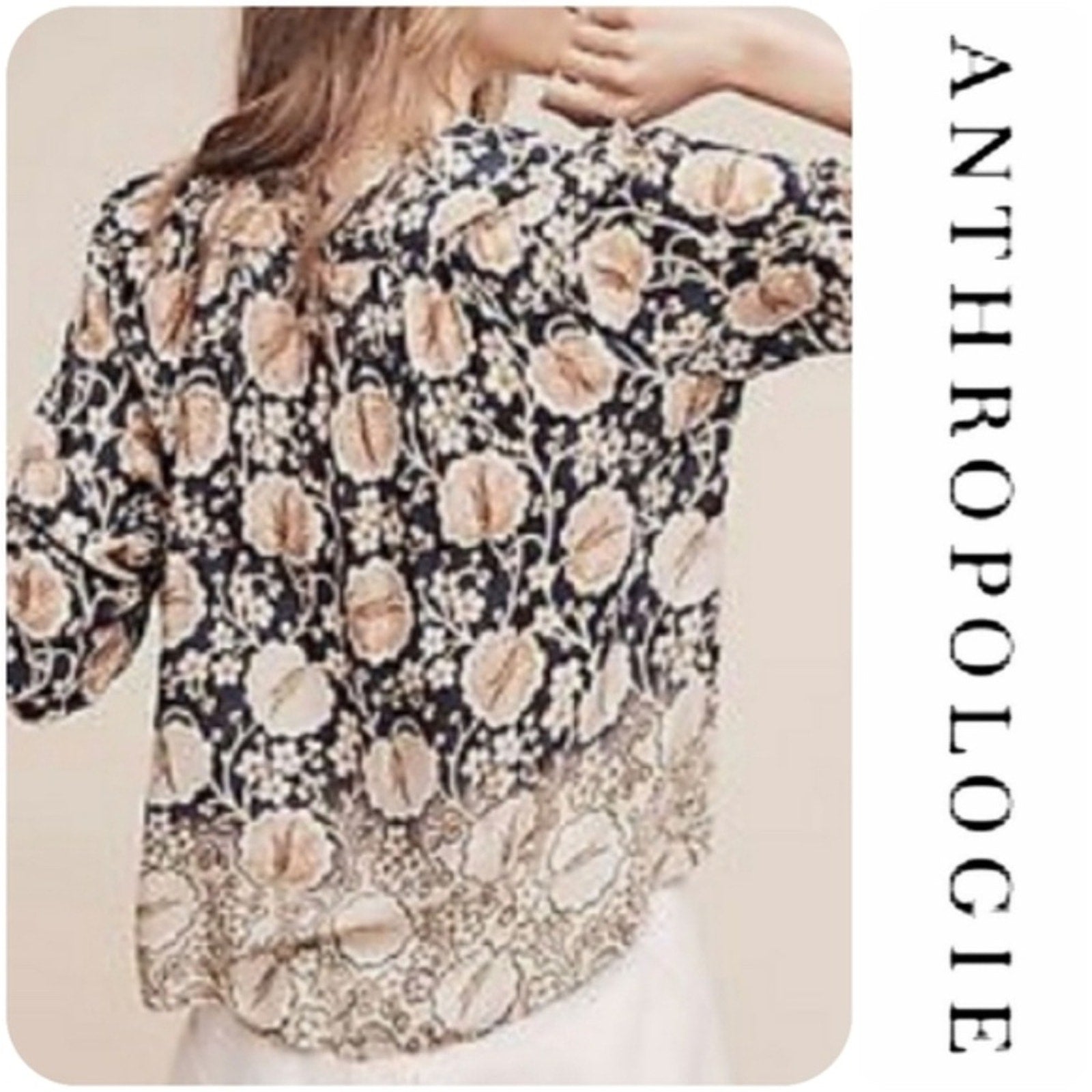 Maeve Anthropologie Floral Button Front Tulip Dip Dyed Blouse Top Sz Small