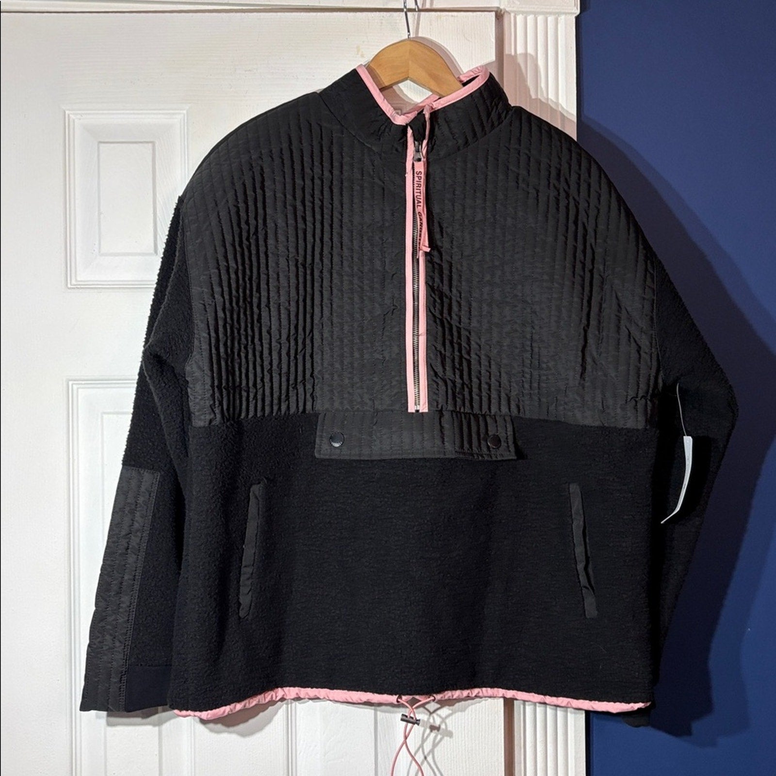 NWT Spiritual Gangster Mix Media Half Zip Pullover - size XS