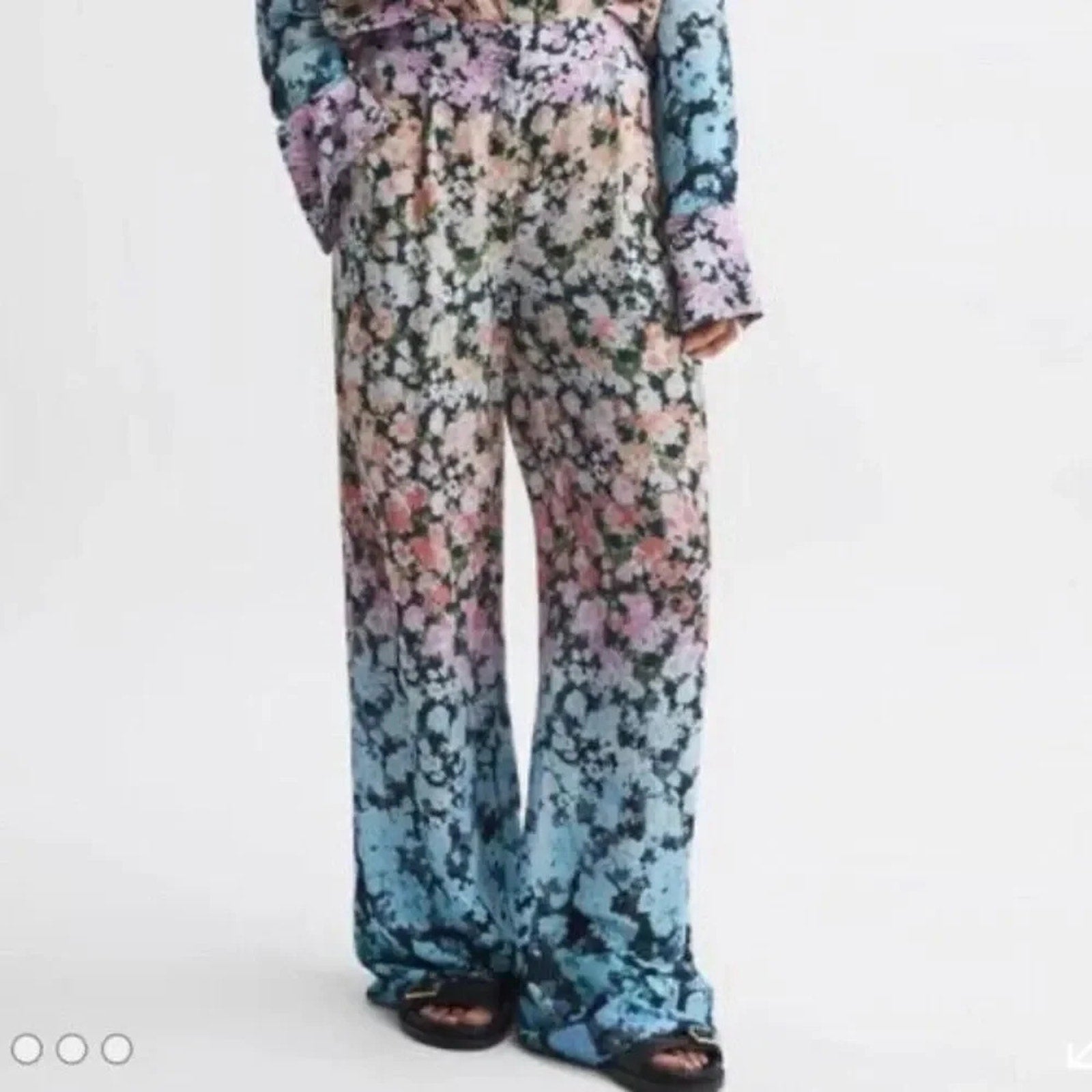 NEW REISS Serena Floral Print Wide Leg Oversized Trouser Pants